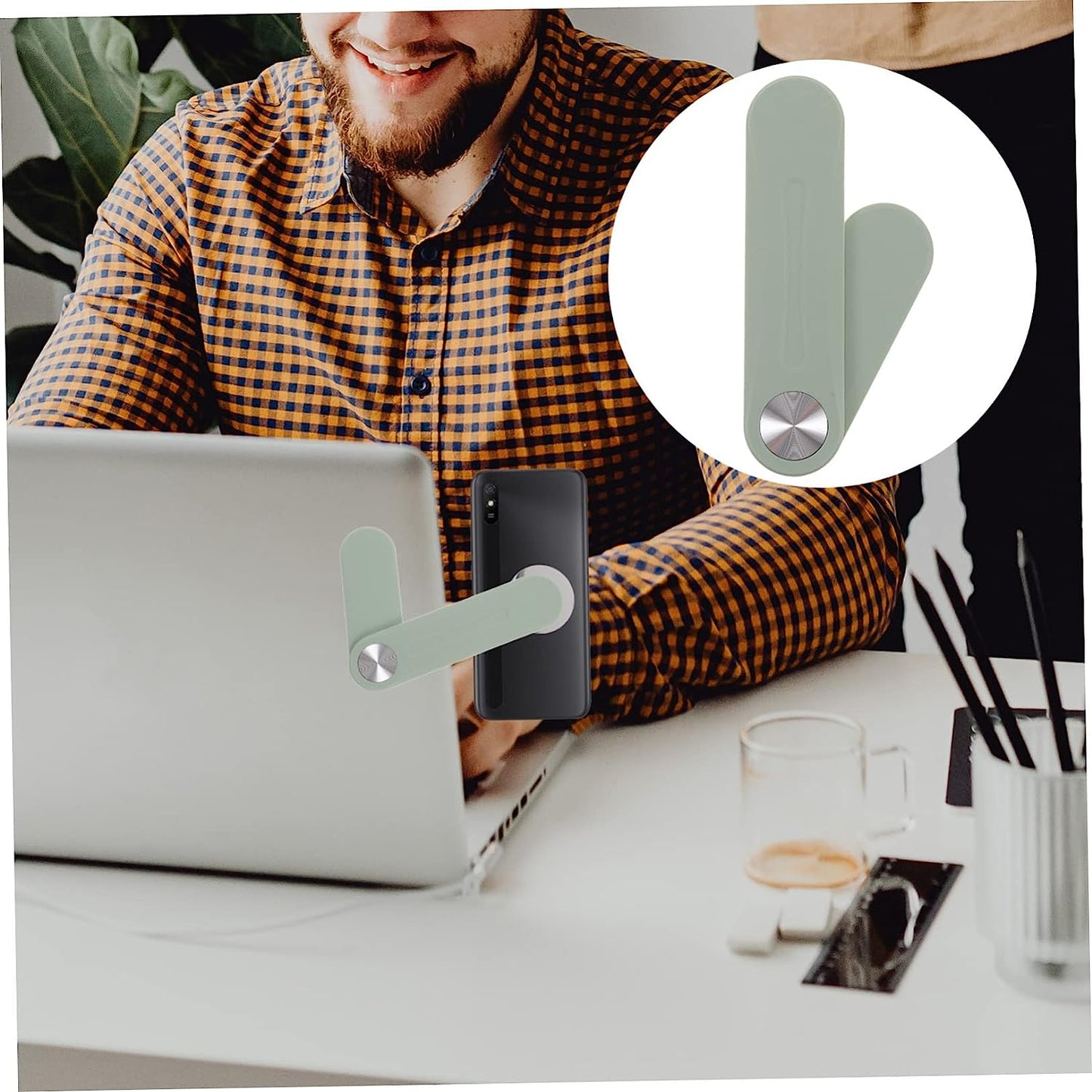 VILLFUL Expand Mobile Phone Bracket Laptop Phone Holder Notebook Stand Notebook Laptop Magnetic Laptop Phone Mount Laptop Mount Laptop Phone Holder Magnetic Laptop Arm for Phone Monitor VILLFUL