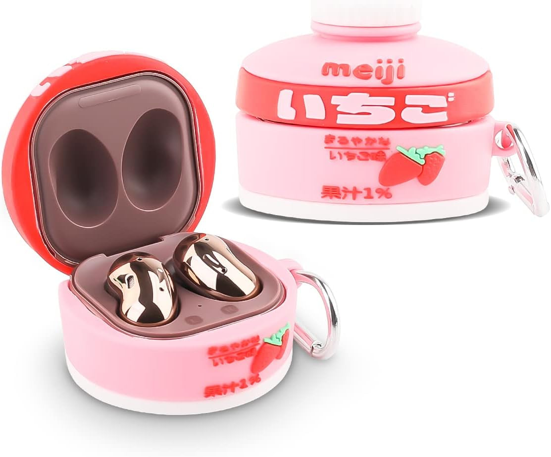 Fit Designed for Samsung Galaxy Buds2 Pro (2022) /Galaxy Buds 2 (2021) /Galaxy Buds Live (2020) /Galaxy Buds Pro (2021), Suublg Silicone Charging Case Protection Cover with Keychain Suublg Strawberry