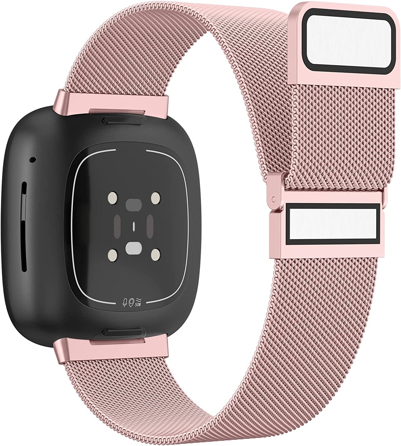Tobfit Bands Compatible with Fitbit Versa 4/Fitbit Sense 2 & Fitbit Versa 3/Sense Watch Band for Women Men, Stainless Steel Metal Mesh Magnetic Wristband Replacement for Fitbit Versa 4/3 & Sense 2/1 Smartwatch Tobfit Rose Gold