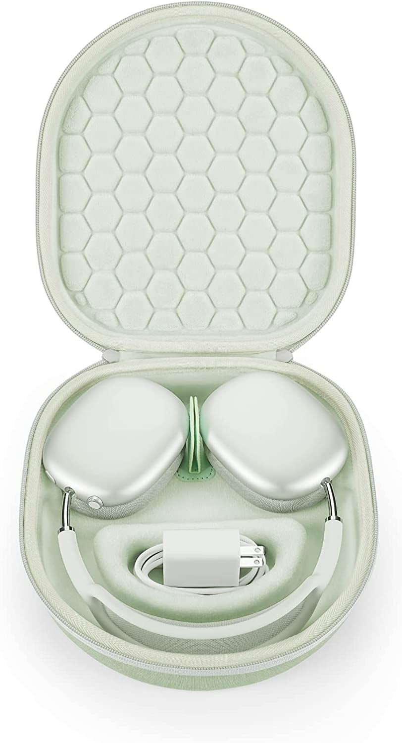 Smart Case for Apple Airpods Max Supports Sleep Mode, Hard Organizer Portable Carry Travel Cover Storage Bag (Black) Yinke green