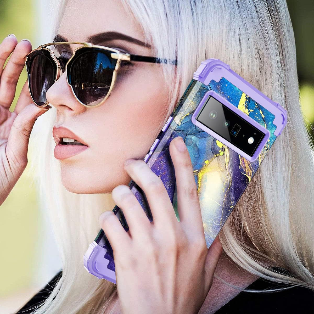 Rancase Compatible with Google Pixel 6 Pro Case,Three Layer Heavy Duty Shockproof Protection Hard Plastic Bumper +Soft Silicone Rubber Protective Case for Google Pixel 6 Pro Case,Purple Rancase