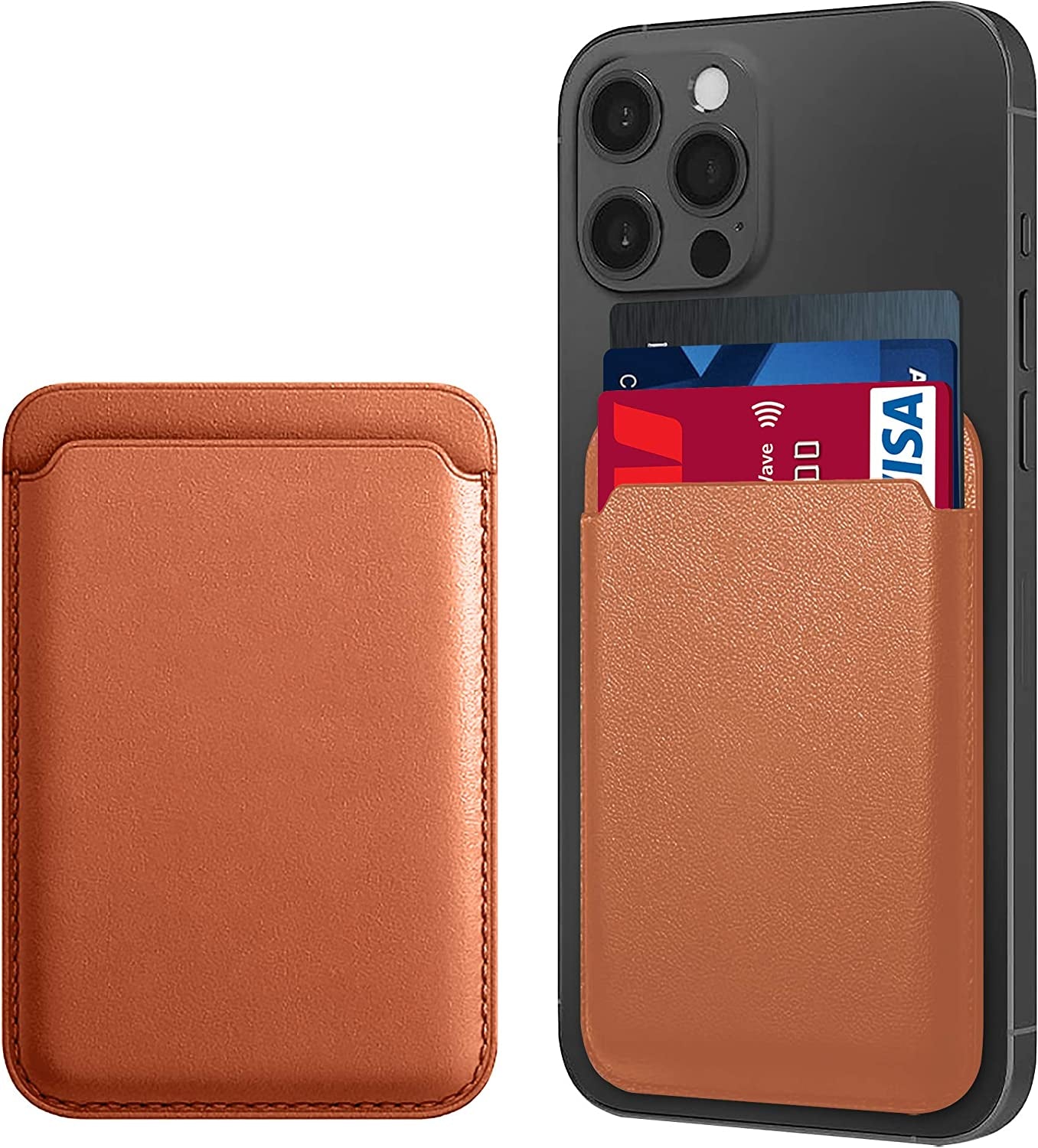 Mag Safe Wallet | Magsafe Wallet Compatible Apple Wallet & Apple Wallet Magsafe & Apple Magsafe Wallet & Magsafe Wallet Iphone 14 Pro Max, Magsafe Wallet Iphone 14 Pro | Iphone Magsafe Wallet | Black Zanetti Leather Goods Brown