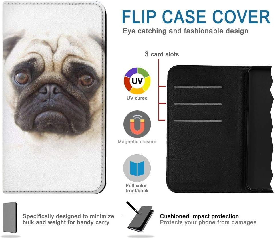 RW1852 Pug Dog PU Leather Flip Case Cover for LG V30, LG V30 Plus, LG V30S Thinq, LG V35, LG V35 Thinq jjphonecase