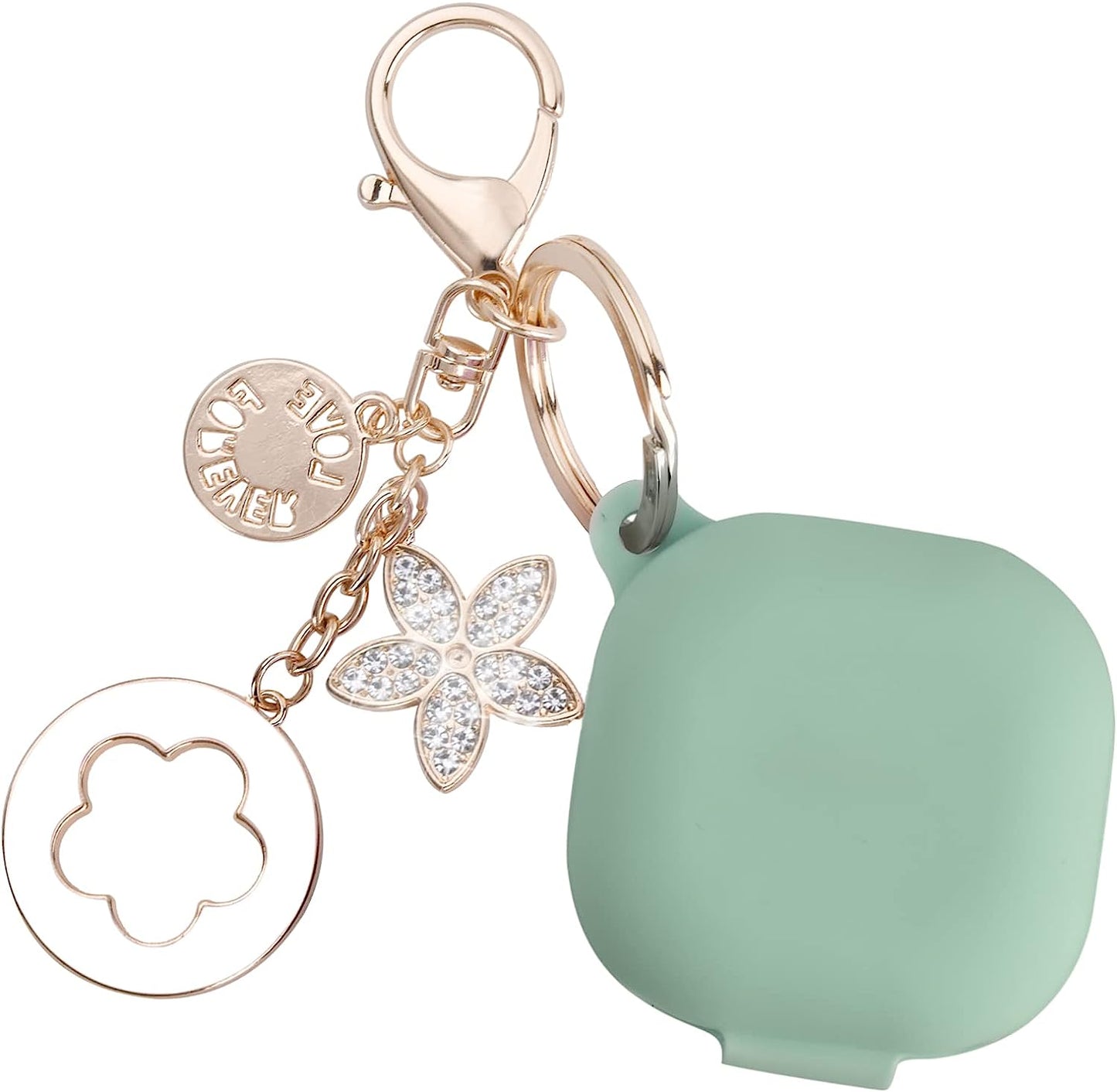 OLEBAND Galaxy Buds 2 Pro 2022/Galaxy Buds 2/Pro Case 2021/Galaxy Buds Live 2020 Case Cover,Soft Silicone Protective Cover with Cute Keychain Accesories,For Women and Girls,Purple OLEB Mint Green