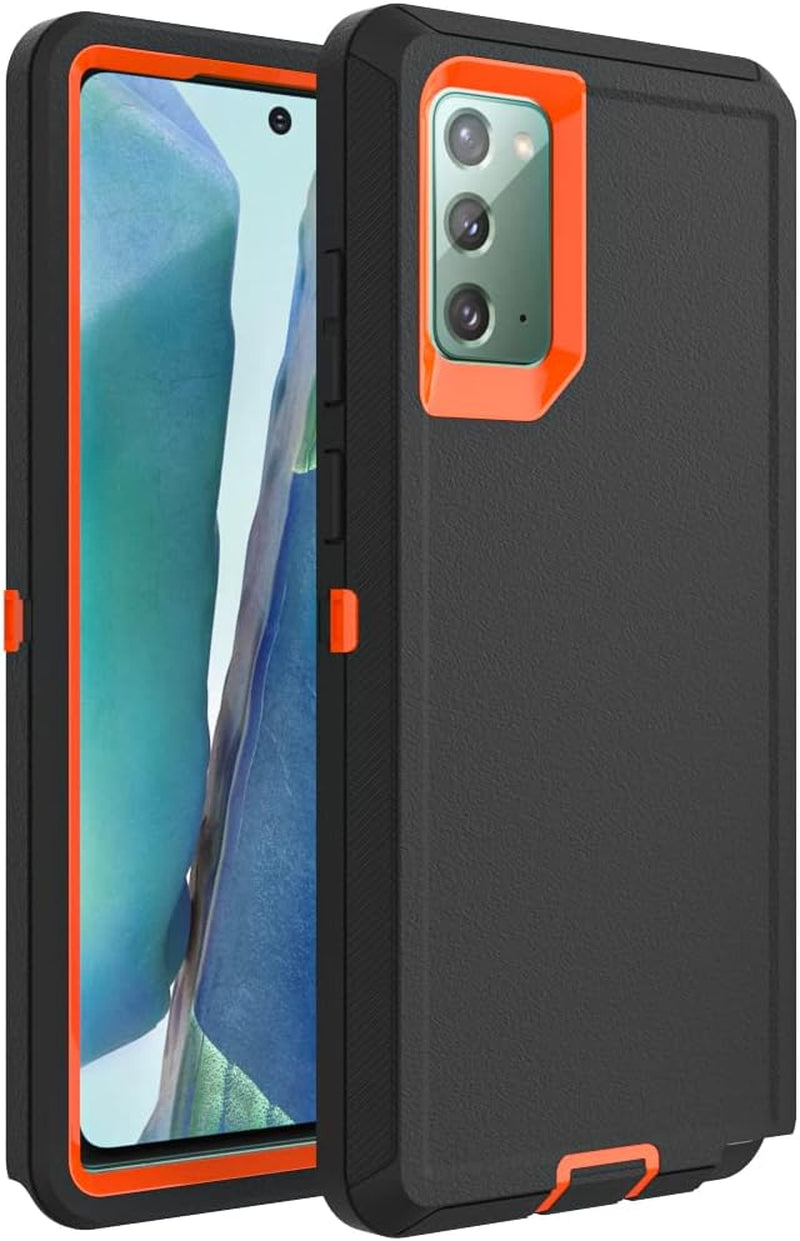 Case for Galaxy Note 20 with Clip, Heavy-Duty Tough Rugged Shockproof Drop Protective Cover Cases for Samsung Galaxy Note 20, Black+Orange WOGROO Black+Orange
