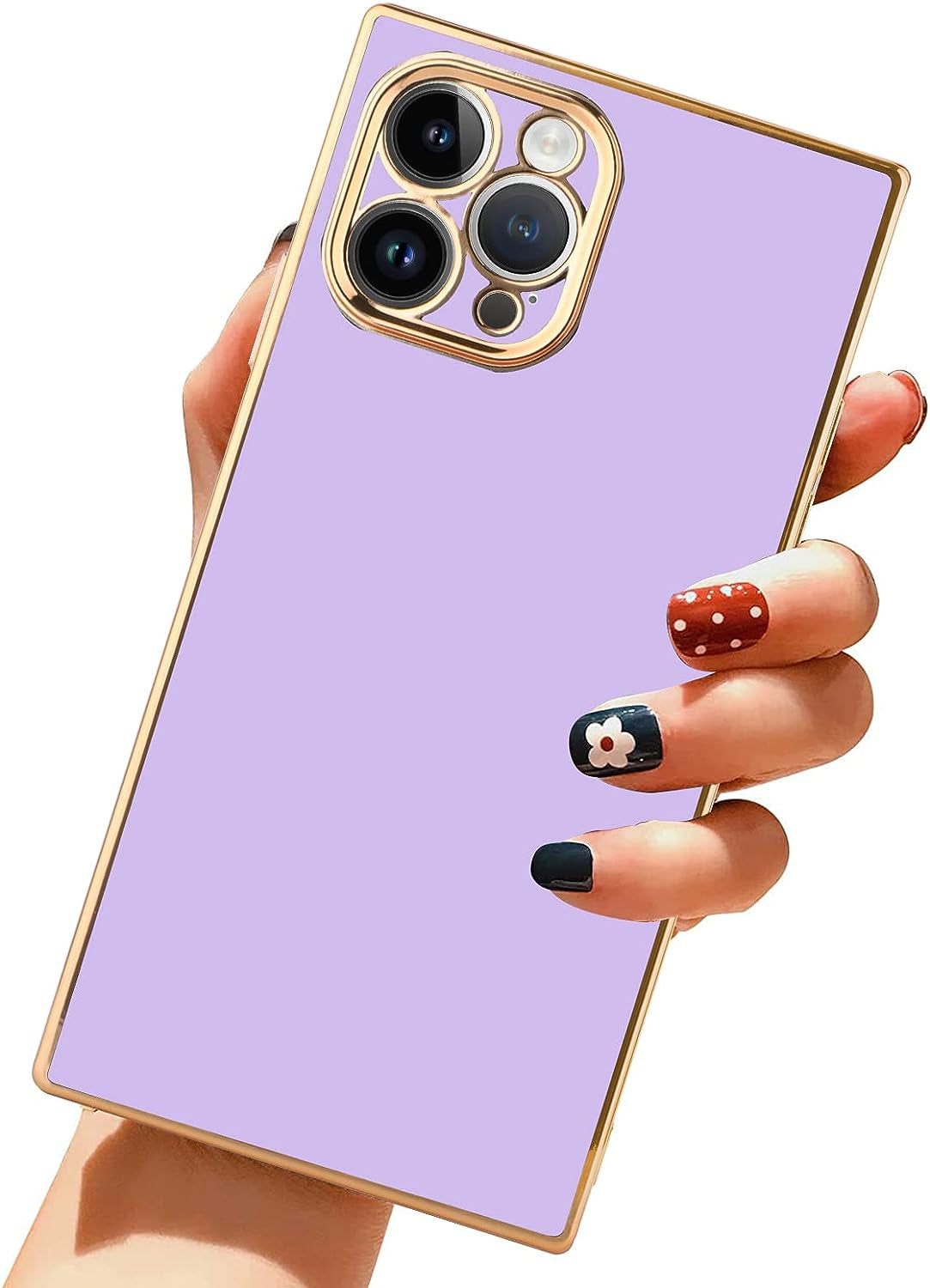 LSL for Iphone 14 Pro Case Square Black Plating Soft TPU Bumper Anti-Drop Anti-Scratch Shock Absorption Protective Wireless Slim Cover Compatible with Iphone 14 Pro 6.1 Inch for Women Girls Men LSL Purple