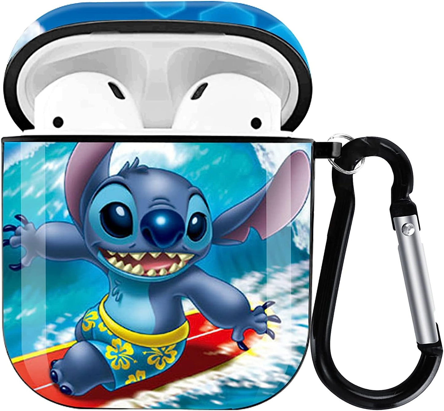 Airpods Case Cover with Keychain, Full Protective Silicone Case for Apple Airpods 1 & 2 Accessories Skin Cover for Women Girl ,Airpods Wireless Charging Case (RED) FREEER LLC Blue Stitch