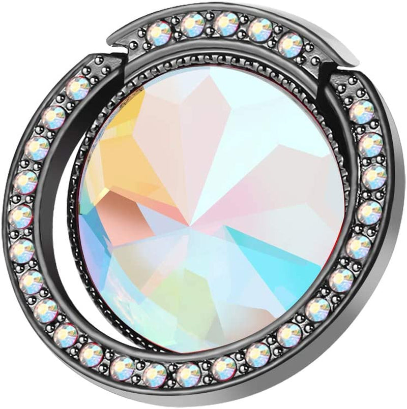 Lenoup Glitter Bling Bling Phone Ring Holder,Sparkle Phone Ring Grip Artificial Diamond Stand,Rhinestone Cell Finger Ring for Phones,Pad(Silver) lenoup Black