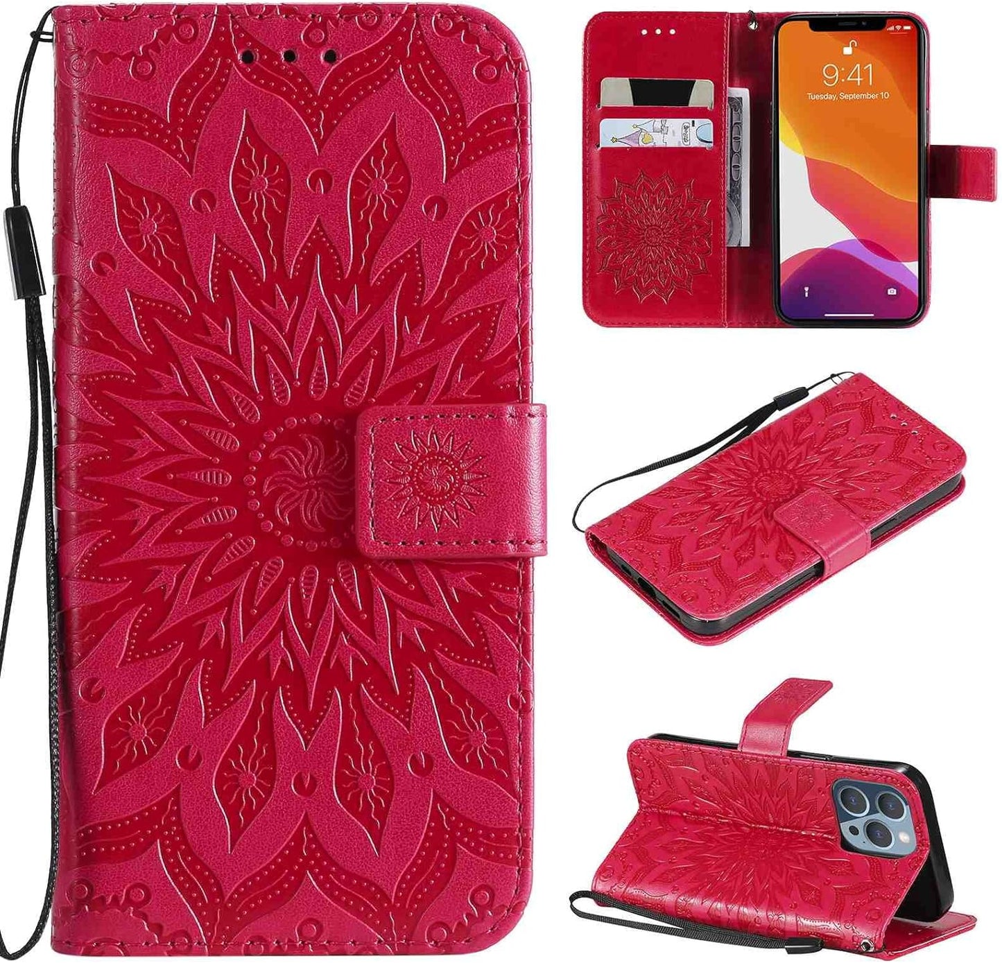 Fansipro Phone Cover Wallet Folio Case for LG G6, Premium PU Leather Slim Fit Cover for LG G6, 2 Card Slots, Exact Fitting, Green Fansipro Red