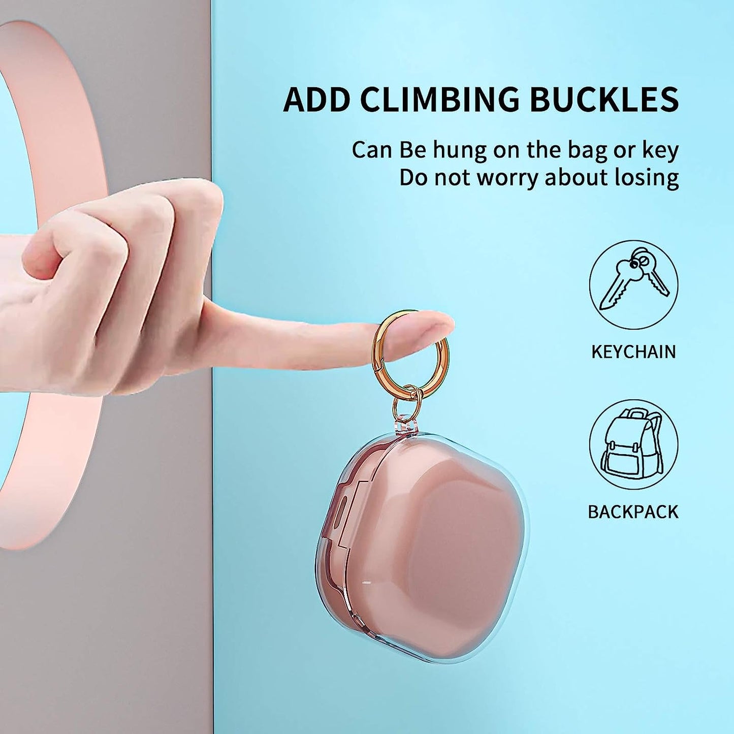 Newseego Compatible with Samsung Galaxy Buds 2 (2021)/Galaxy Buds Pro Case/Galaxy Buds Live Case, Fashion Protective Cover Soft TPU Silicone Shockproof Headphones Case with Ring Keychain- Clear Newseego