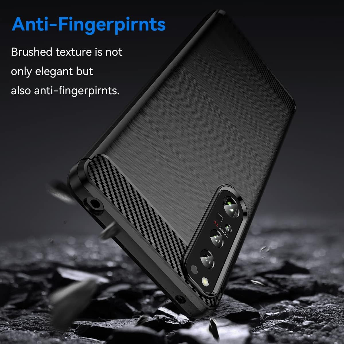 KOARWVC Phone Case for Xperia 1 IV 5G Case, XQ-CT72 Case Carbon Fiber Shockproof Rugged Shield Anti-Scratch Soft TPU Back Cover Protective Cases for Sony Xperia 1 IV (Black) KOARWVC