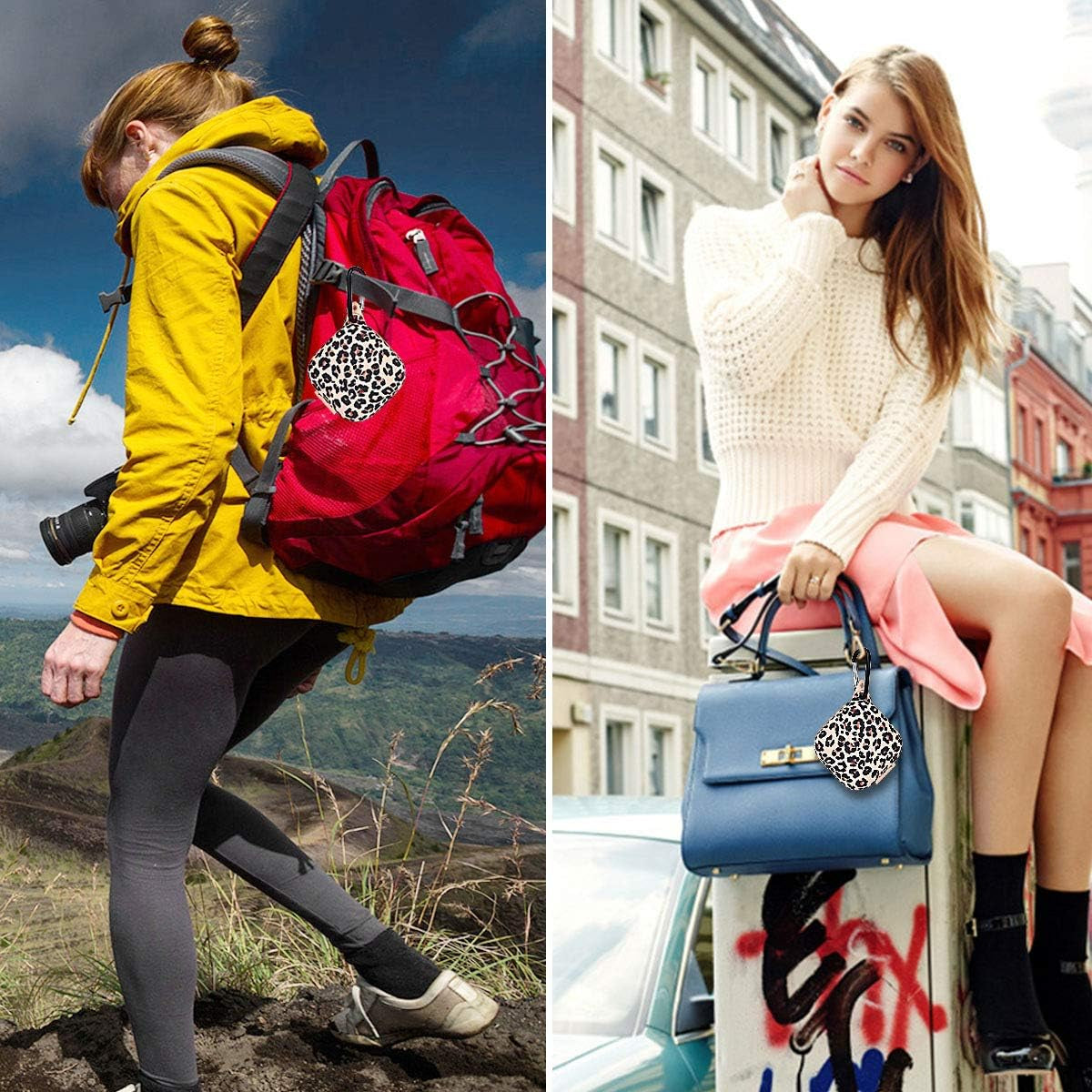 AIRSPO Silicone Case Cover for Powerbeats Pro Anti-Lost & Shockproof Easy Carrying Protective Case with Keychain (Leopard Print) AIRSPO