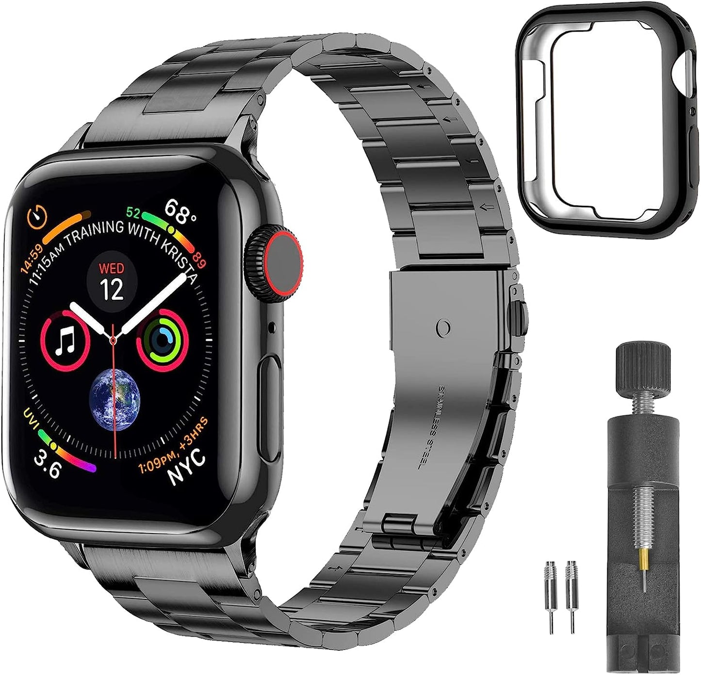 Amzaokay Band Compatible for Apple Watch Series Ultra SE Series 8 7 6 5 4 40Mm 41Mm 44Mm 45Mm 49Mm/ Series 3 2 1 38Mm 42Mm for Women Men,Stainless Steel Band for Iwatch Replacement Strap AmzAokay Ultra Thin Style-Spacy Gray 49mm/45mm/44mm/42mm
