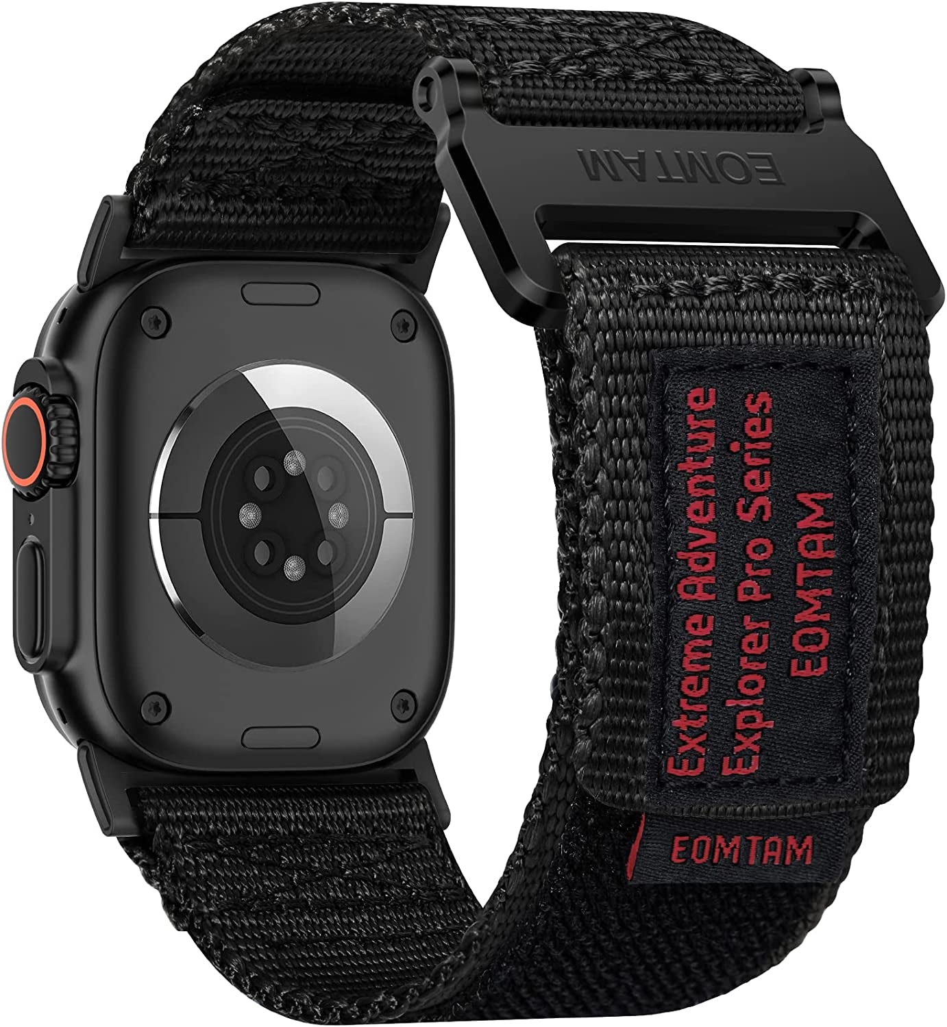 EOMTAM Width 30MM Men Soft Nylon Strap for Apple Watch Band Ultra 49Mm 45Mm 44Mm 42Mm 41Mm 40Mm 38Mm, Rugged Sport Woven Adjustable Wristband for Iwatch Series 8 SE 7 6 5 4 3 EOMTAM Black-Red Extra Large 42/44/45/49MM