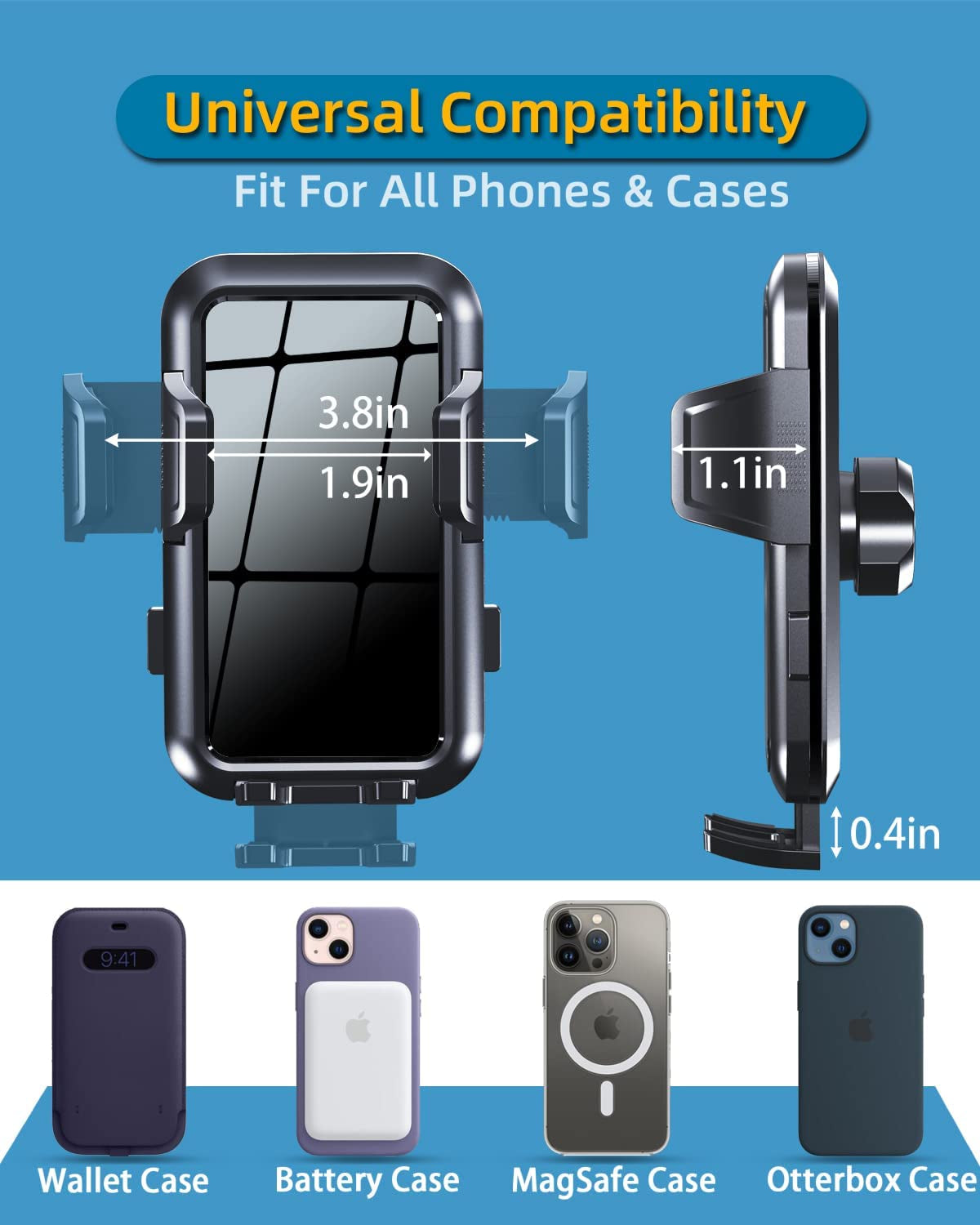 YFYYF Phone Mount for Car Phone Holder Mount for Dashboard Windshield Vent, Military Grade Suction & Metal Hook, Handsfree Stand Cell Phone Holder Car Accessories for Iphone, All Ios & Android Phone YFYYF