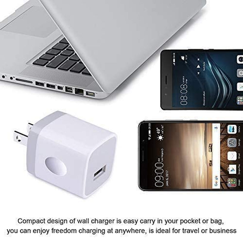 Iphone Wall Charger Adapter USB Charging, 5Pack Single Port USB Wall Plug in Phone Charger Cube Box Head Travel Power Blocks Brick Compatible Iphone SE/X/11 Pro Max, Samsung A20 S10 S9 S7 S6 HTC LG Niniber