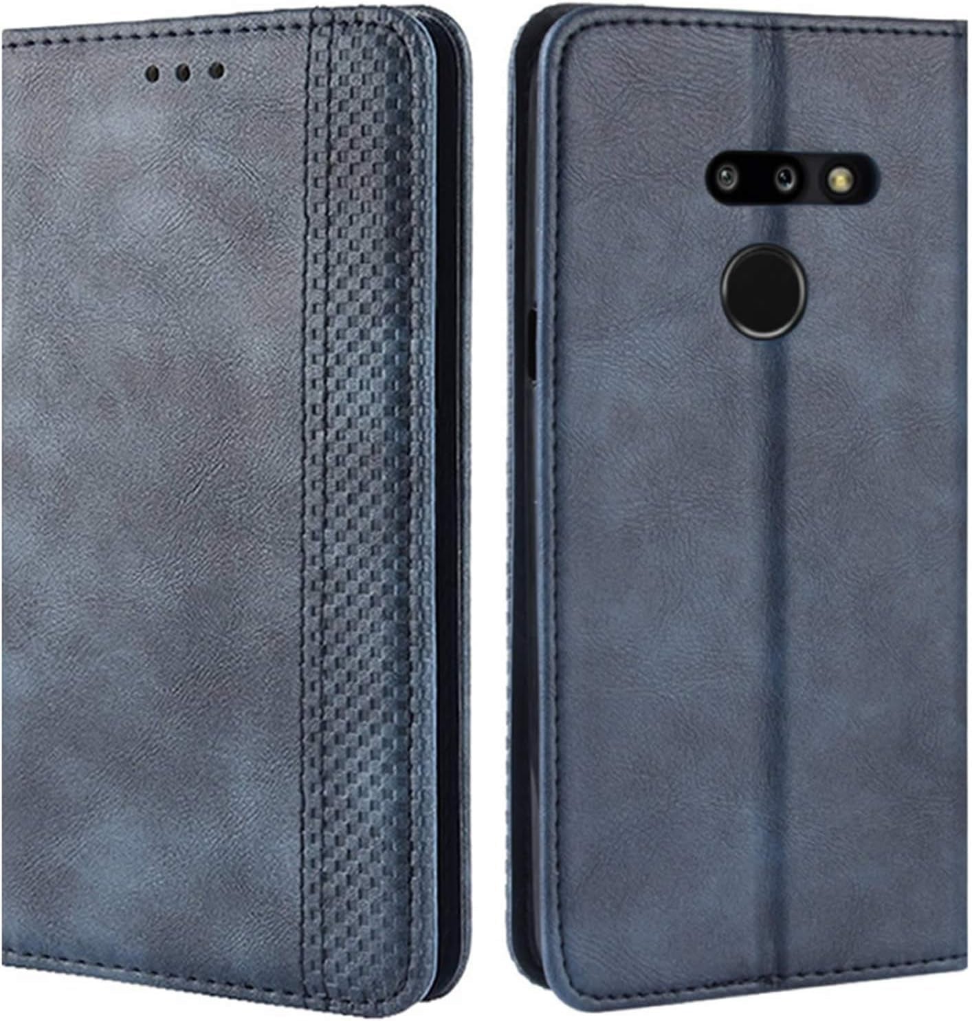 Hualubro LG G8 Thinq Case, LG G8 Case, Retro PU Leather Full Body Shockproof Wallet Flip Case Cover with Card Slot Holder and Magnetic Closure for LG G8 Thinq Phone Case (Brown) HualuBro Blue