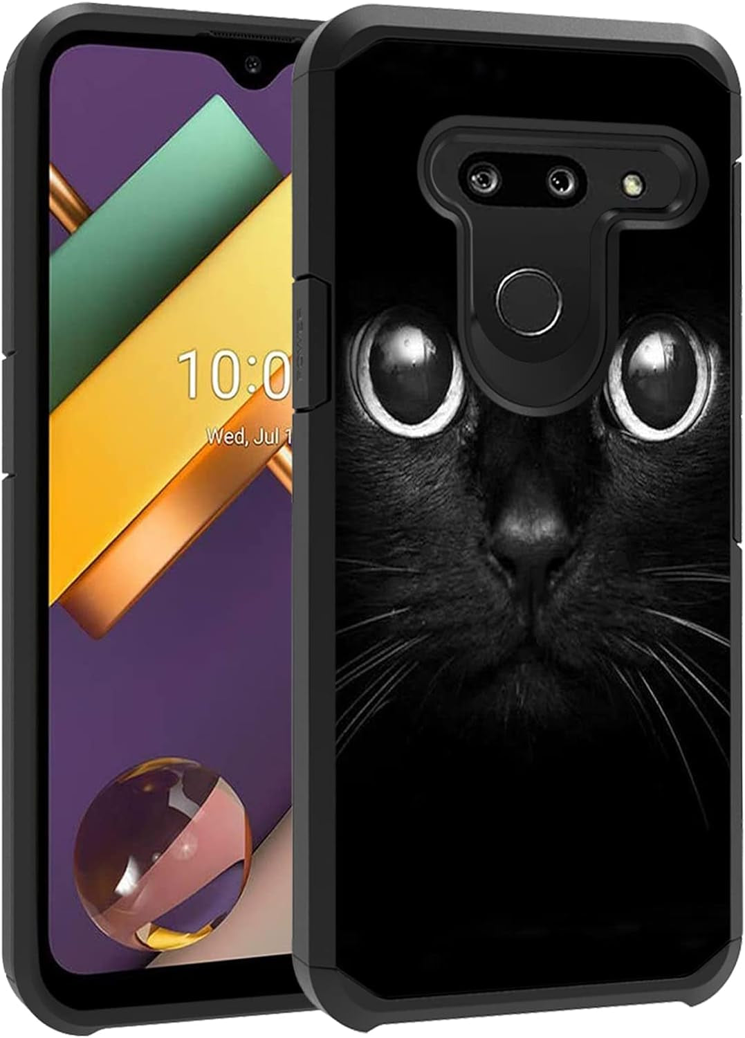 FQTBCEARI Case for LG G8 Thinq/Lg G8S Thinq/Lg G8, 2 in 1 Hybrid Hard PC & Soft Silicone Heavy Duty Dual Layer Shockproof Full-Body Protection Case, Sunflower Thin Blue Line American Flag chatham Cute Cat Face