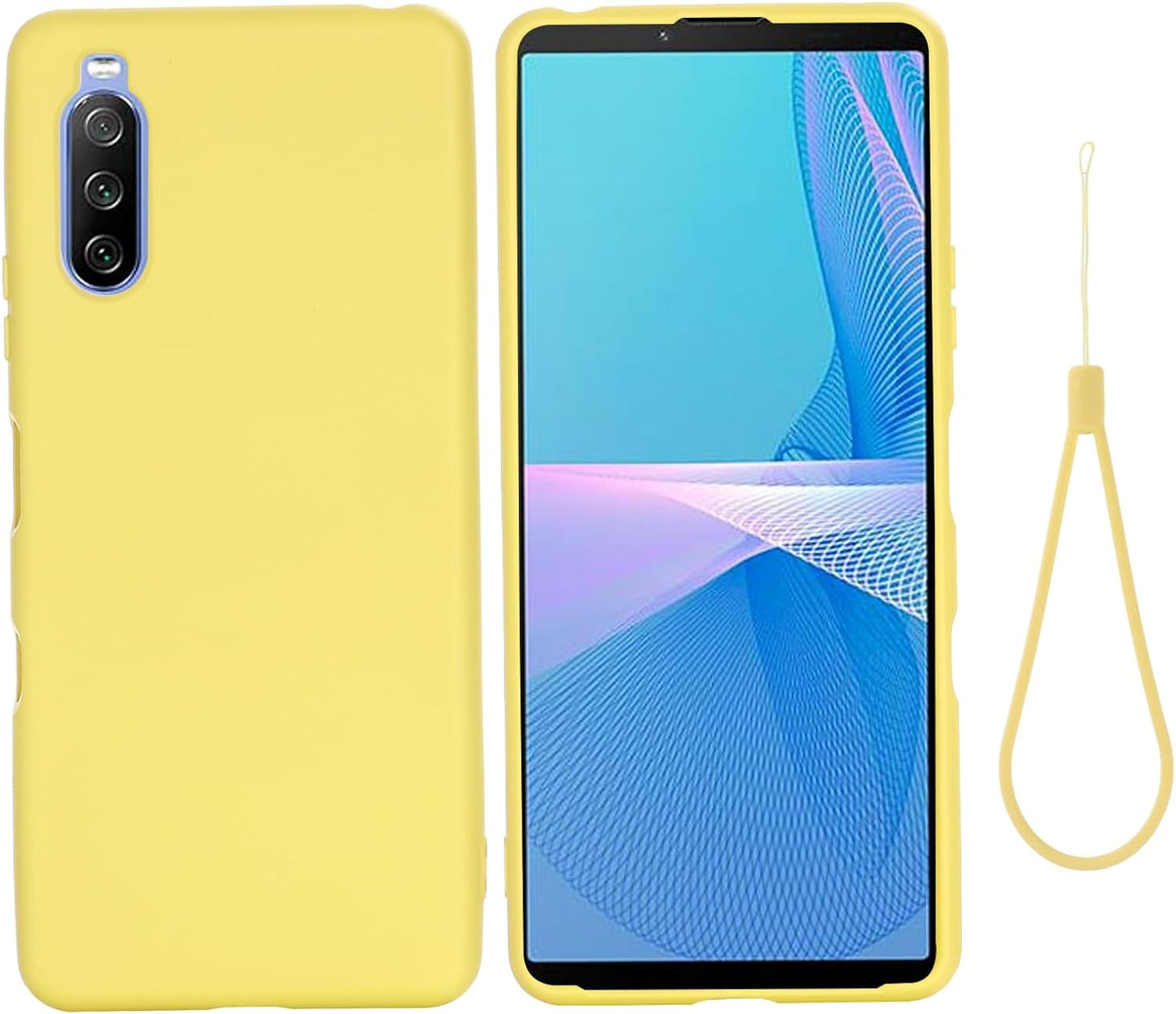Case for Sony Xperia 10 III, Liquid Silicone Protective Phone Case for Sony Xperia 10 III with Silicone Lanyard, Slim Thin Soft Shockproof Cover for Sony Xperia 10 III Silicone Case Red Generic Yellow Sony Xperia 10 Iii
