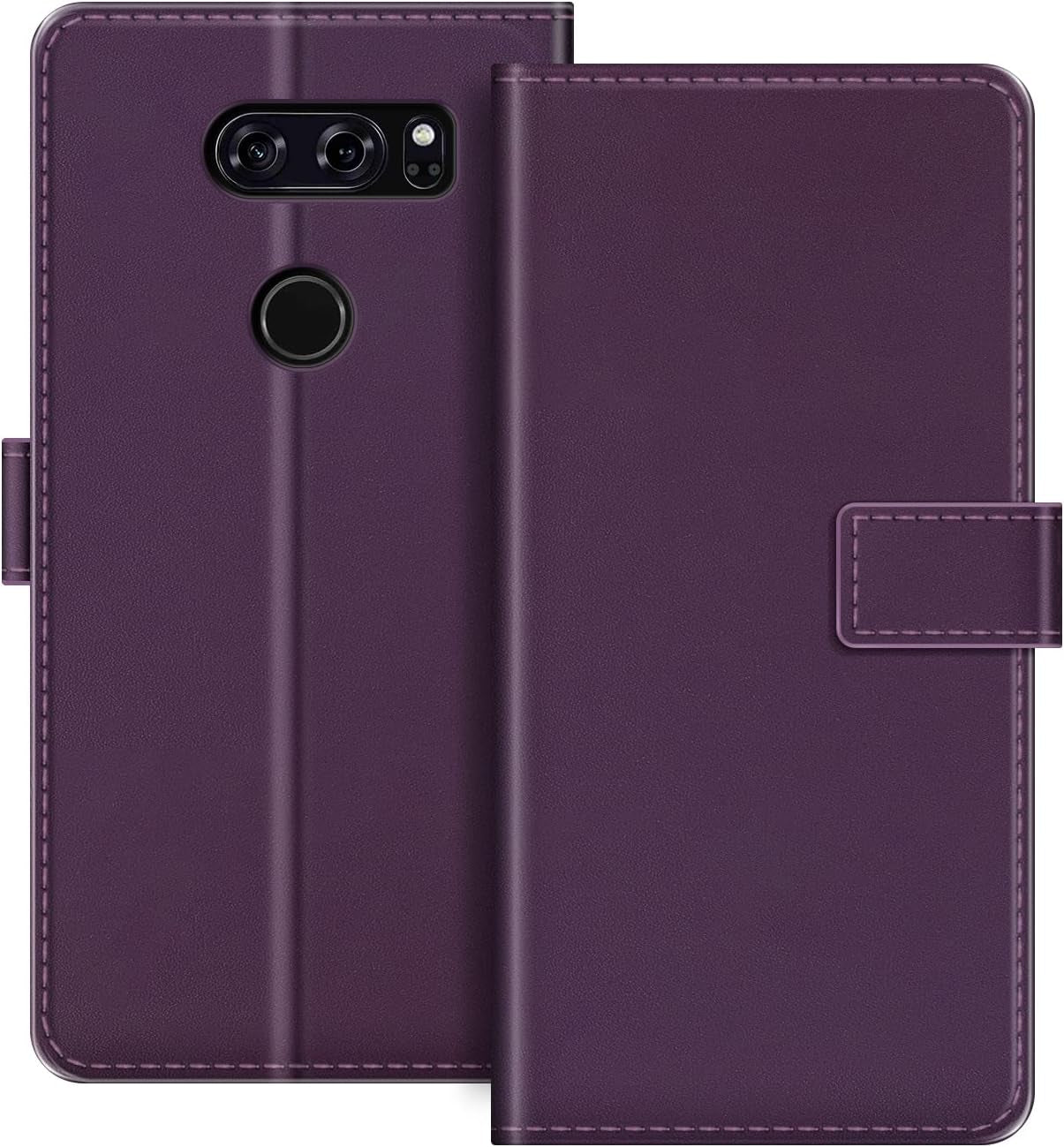 For LG V30 Case, Premium Magnetic PU Leather Cover with Card Holder and Kickstand, Fashion Flip Case for LG V30+ 6 Inches MILEGAO Purple