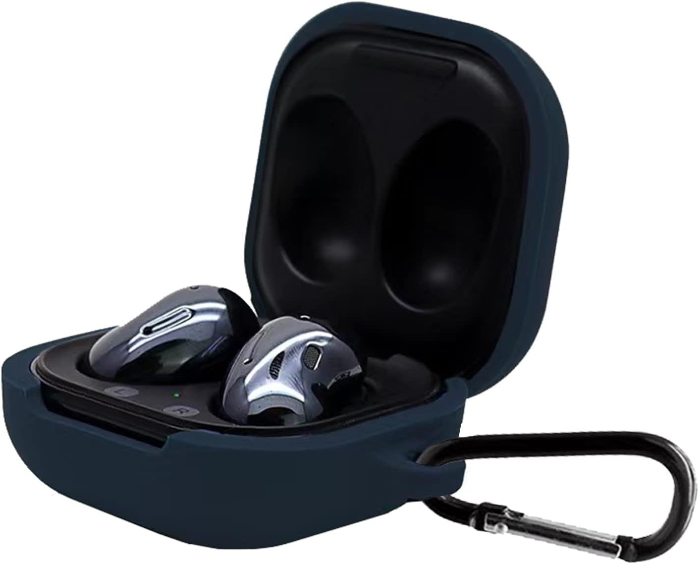 VAEKNVG Silicone Case for Samsung Galaxy Buds 2 Pro/Galaxy Buds 2/ Galaxy Buds Pro/Galaxy Buds Live Case, Shock-Absorbing Protective Earbuds Cover with Carabiner Accessories(Black) VAEKNVG Blue