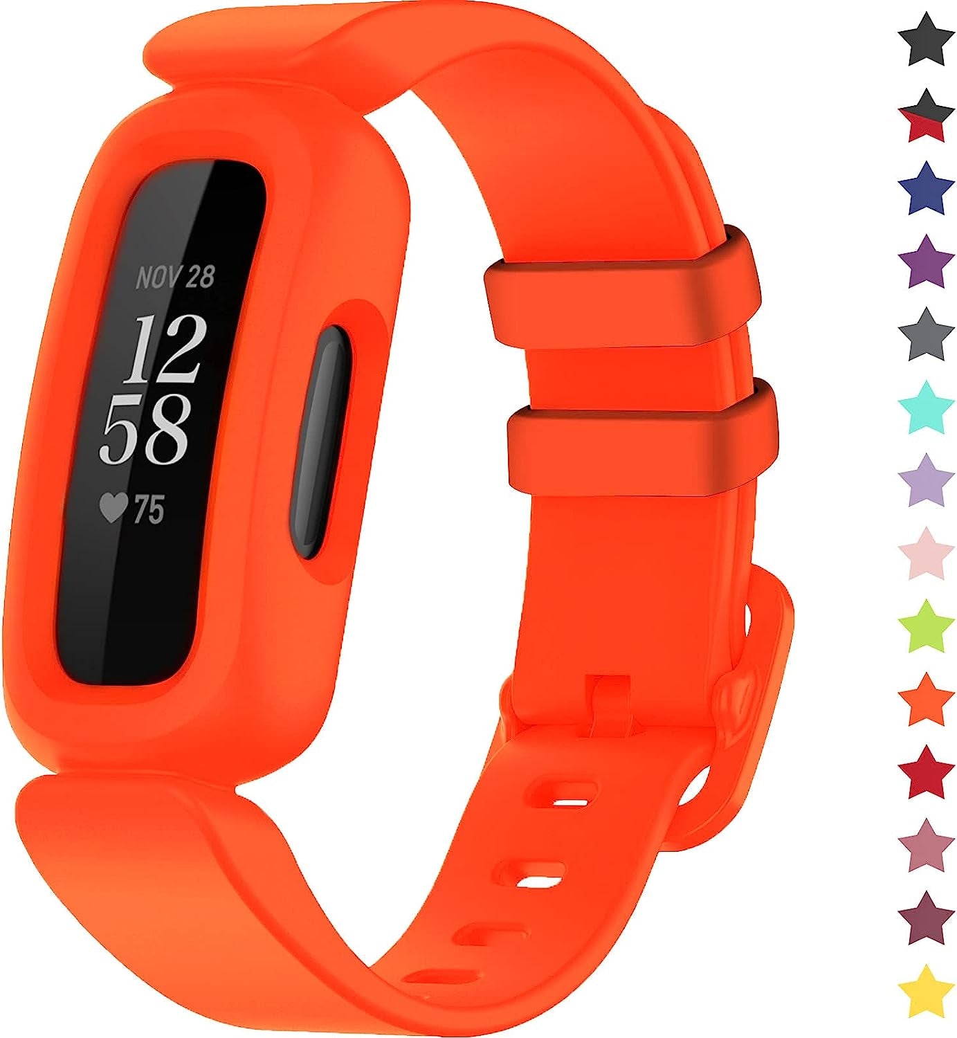 Topperfekt Bands Compatible with Fitbit Ace 3 for Kids, Soft Silicone Waterproof Bracelet Accessories Sports Watch Strap Replacement for Fitbit Ace 3 Boys Girls TopPerfekt OrangeRed