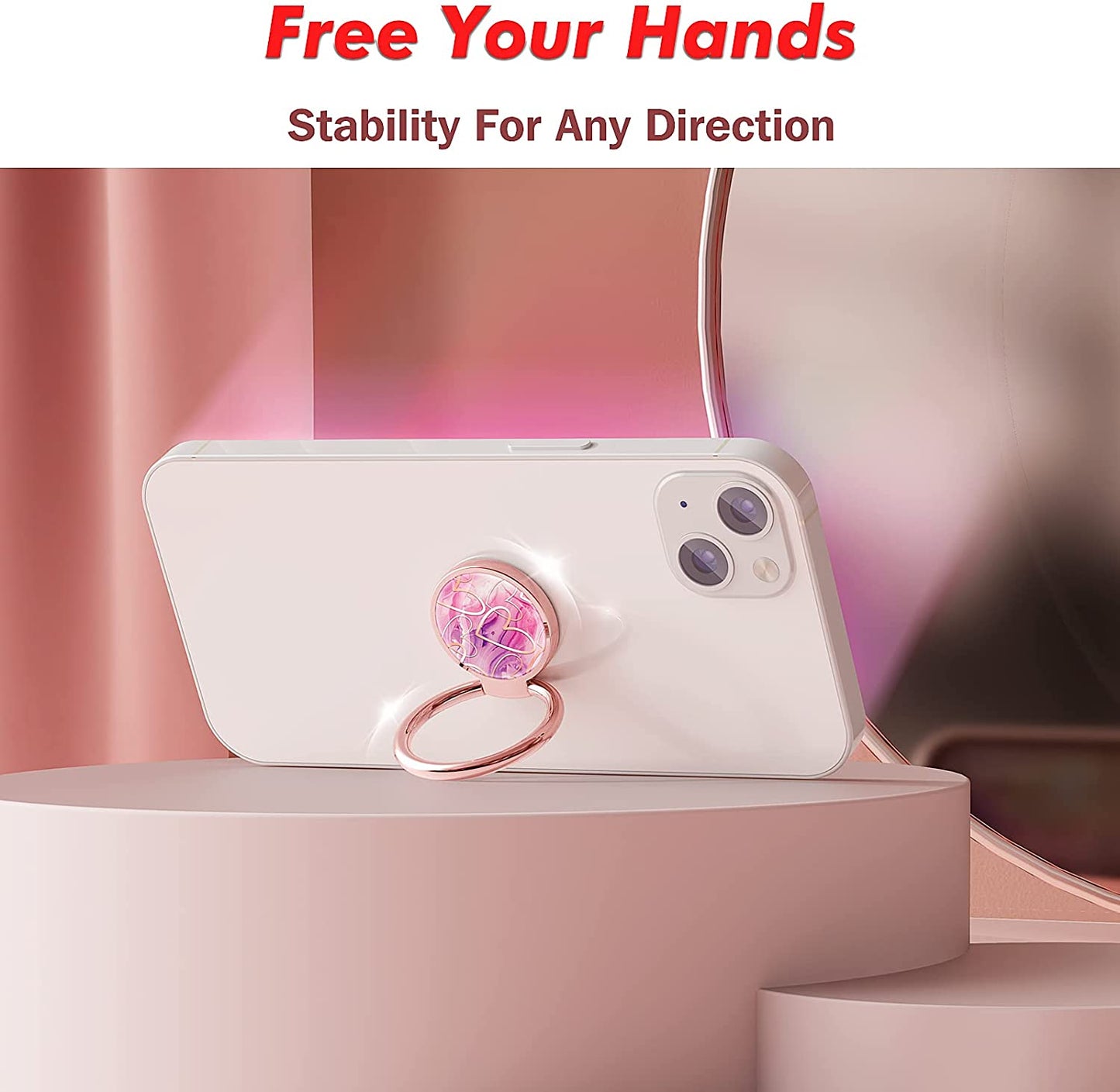 Chvelop Cell Phone Ring Holder, Finger Ring Stand, 360 Degree Rotation Finger Ring Kickstand, Metal Grip for Magnetic Car Mount Compatible with Iphone, Samsung, LG, Sony,Smartphone Accessories (Heart) Chvelop