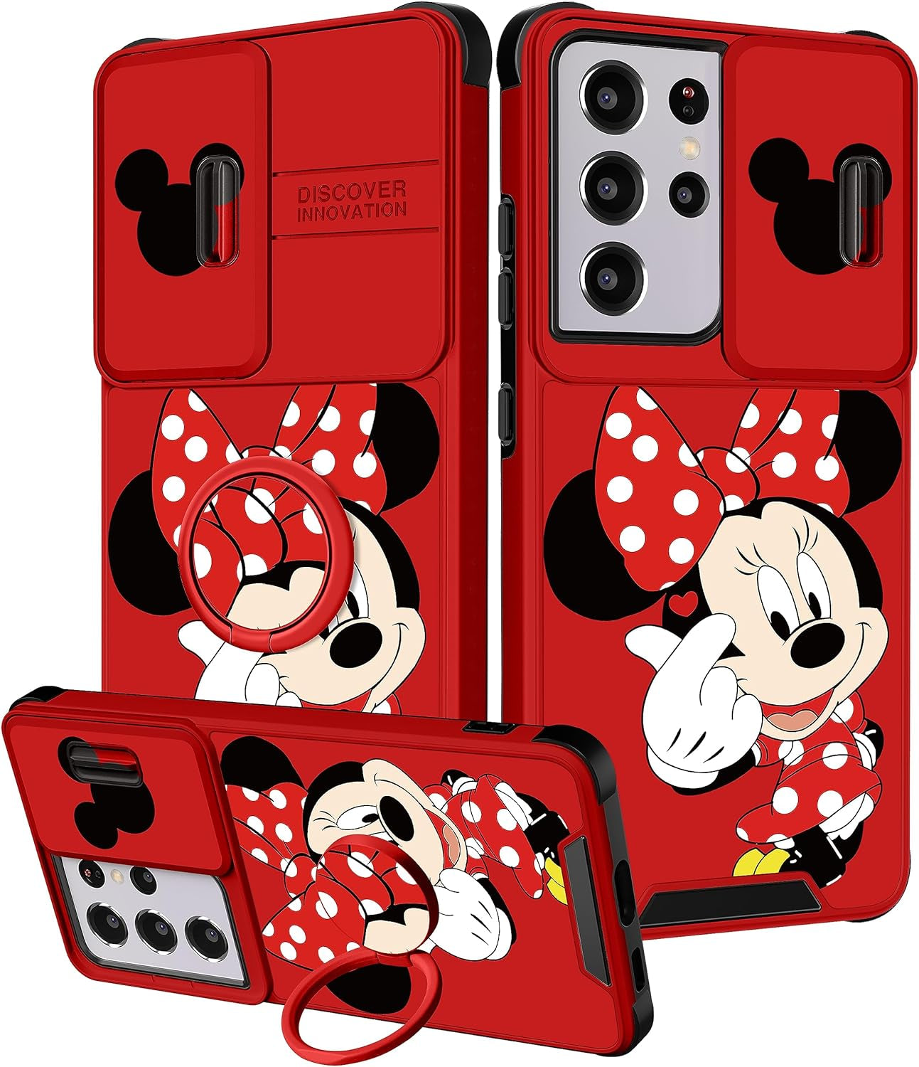 Oqpa for Samsung Galaxy S21 Ultra Case Cute Cartoon S21 Ultra 5G Case for Women Girly Girl Kawaii Funny Unique Cases with Camera Cover+Ring Holder for Galaxy S21 Ultra, Heart Skull meitong2020 1-Heart Minn