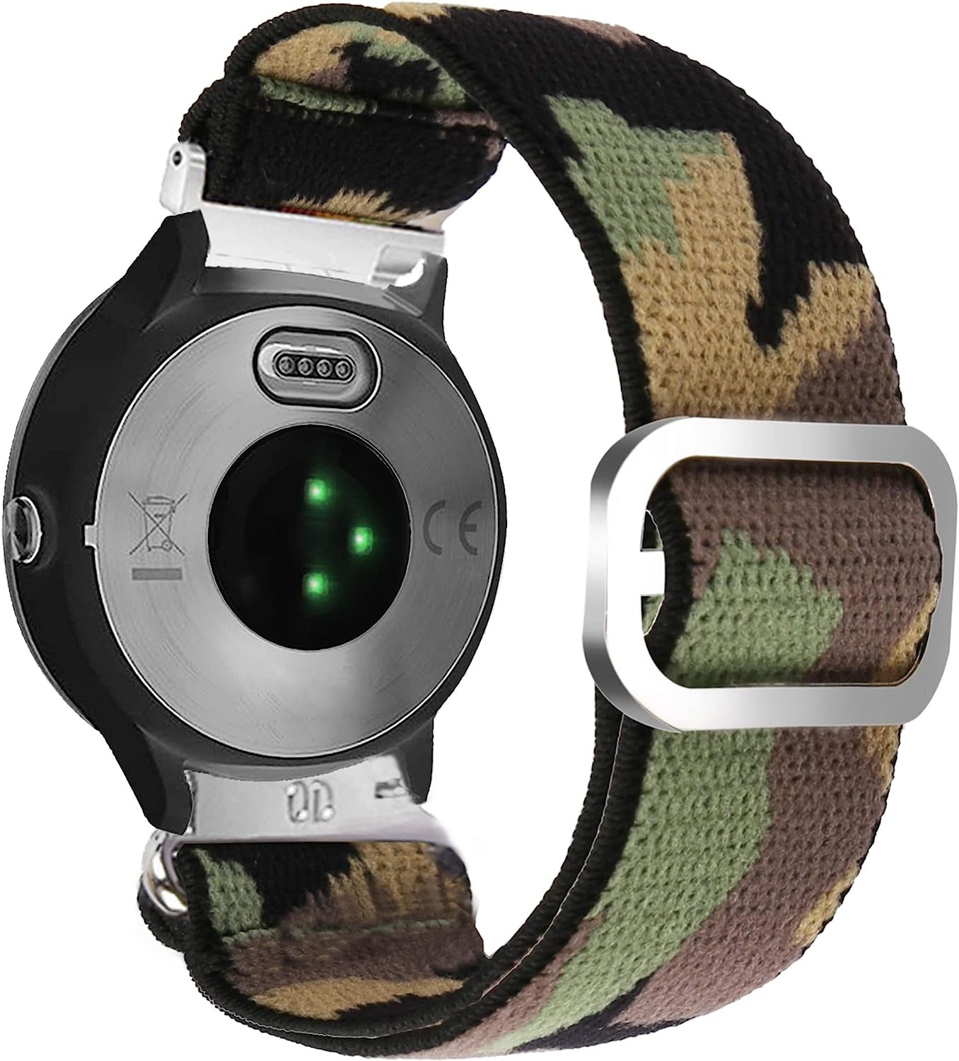 Abanen Elastic Watch Band for Garmin Venu 2 Plus/Venu Sq/Vivoactive 3, Embroidery Stretchy Loop Elastic Adjustable Wristband Strap for Samsung Galaxy Watch 4 40Mm / 44Mm Abanen Camo-Green