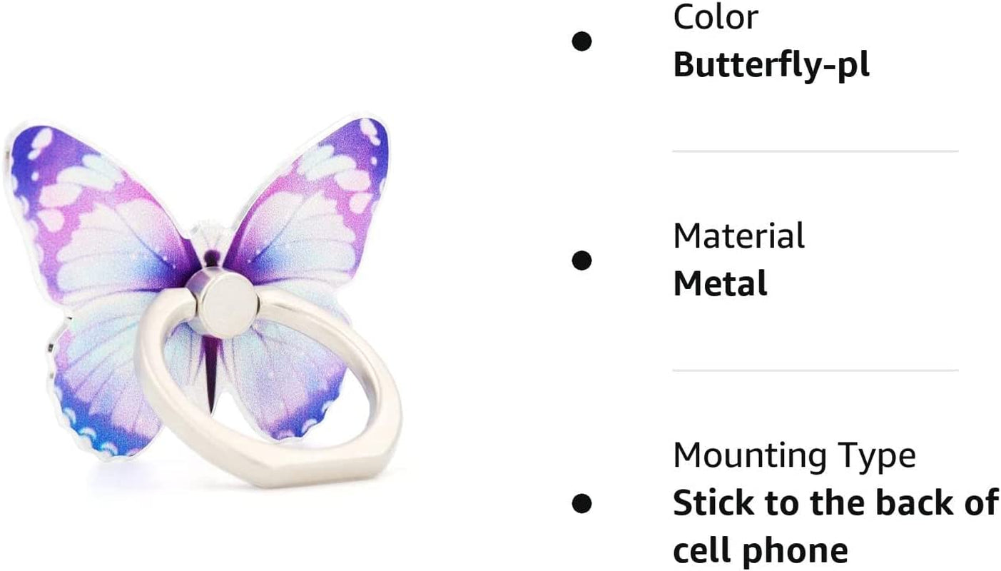 Butterfly Cell Phone Ring Holder Finger Ring Grip Stand 360° Rotation 180° Flip Universal Kickstand Compatible with All Smartphones LaMignonne