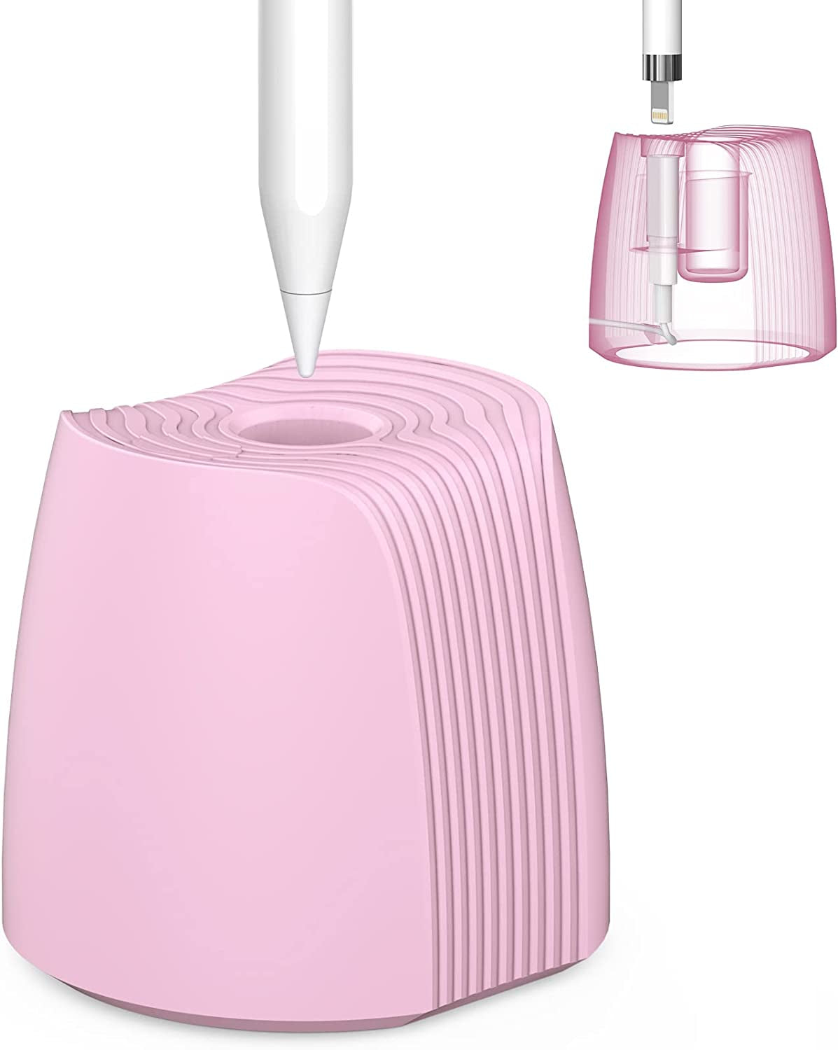 LJFLYXRI Portable Silicone Stand for Apple Pencil 1/2 Charger Holder Non-Slip Base Pen Charging Station Dock Adapter Tablet Pen Accessory,New Pen Accessories Base (Black) LJFLYXRI Pink