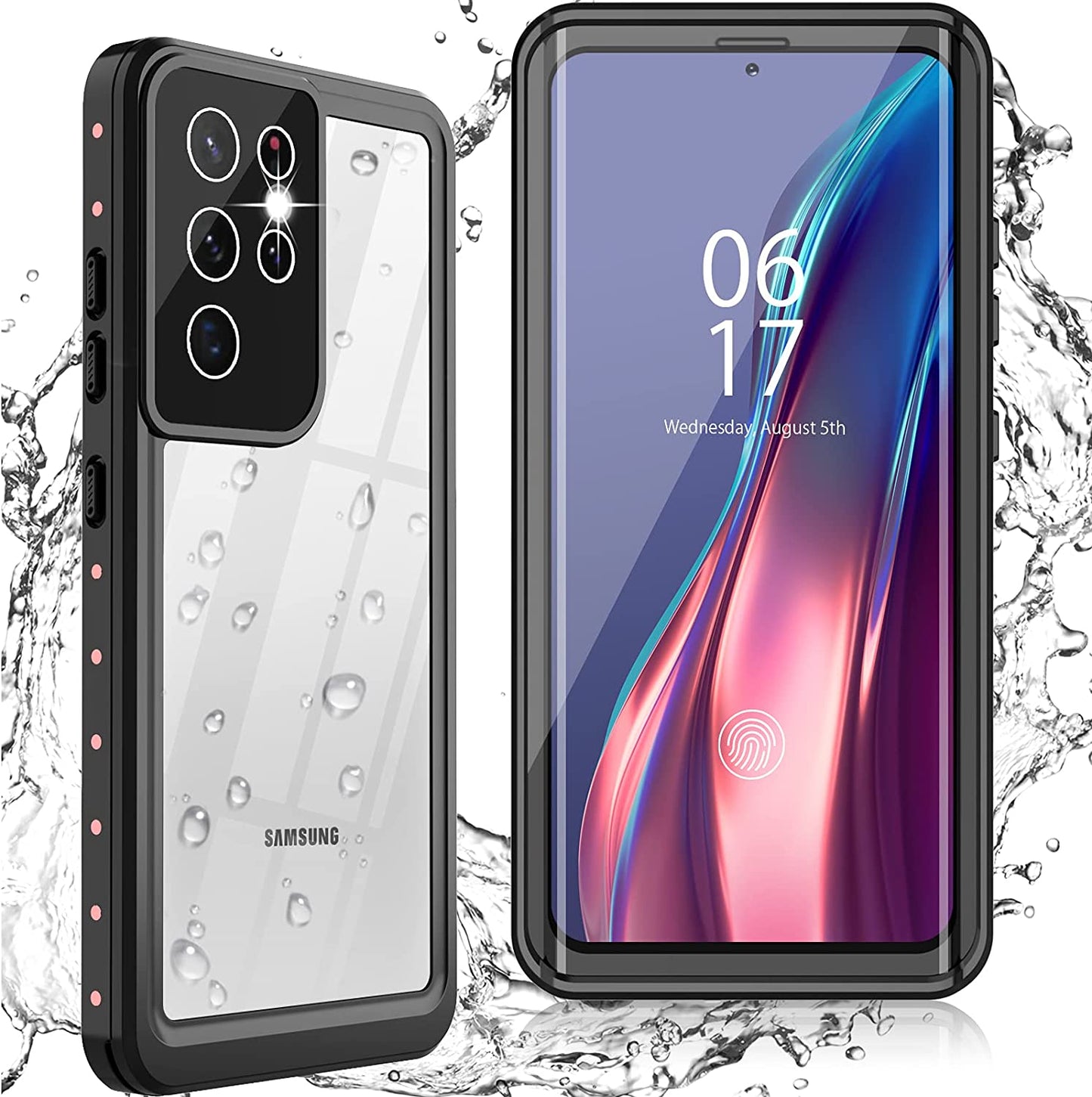 Oterkin Samsung Galaxy S21 Ultra Waterproof Case, Built-In Screen Protector, Dustproof Shockproof 360 Full Body, Purple Oterkin Pink