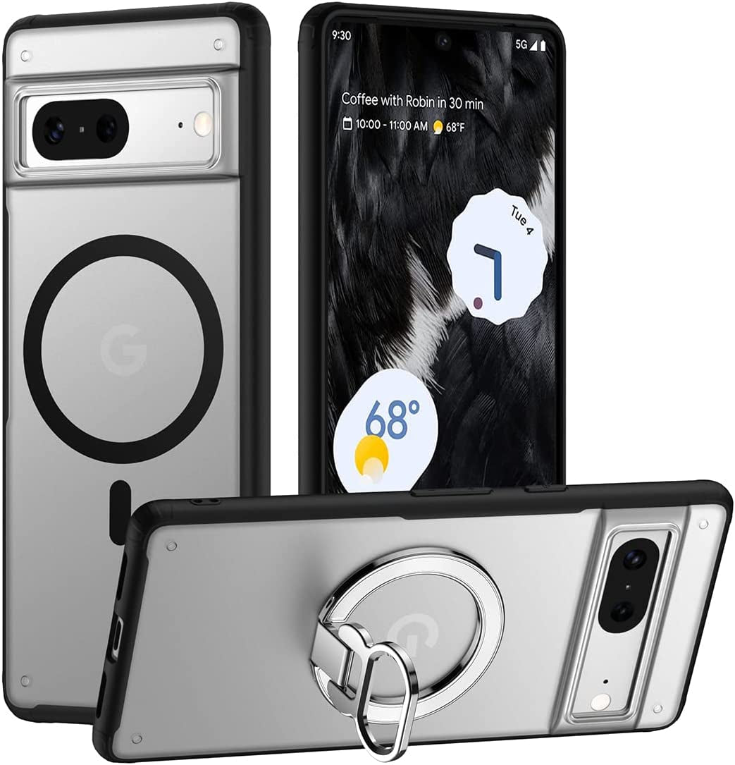 TIANNIUKE Magnetic Case for Google Pixel 7 Pro, Transparent and Yellow Resistant,Compatible with Magsafe,Slim Fit Shockproof Protective Phone Case for Pixel 7 Pro Case (2022) (Clear) TIANNIUKE Black Pixel 7 Case+Kickstand