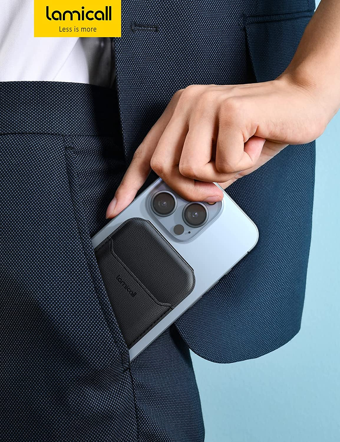 Lamicall for Magsafe Wallet, Phone Card Stand - Vegan Leather Adjustable Stand, 3 Card Holder, Strong Magnetic Wallet for Apple Iphone 14 13 12 Series and Magsafe Case, Not Compatible for Mini, Black Lamicall