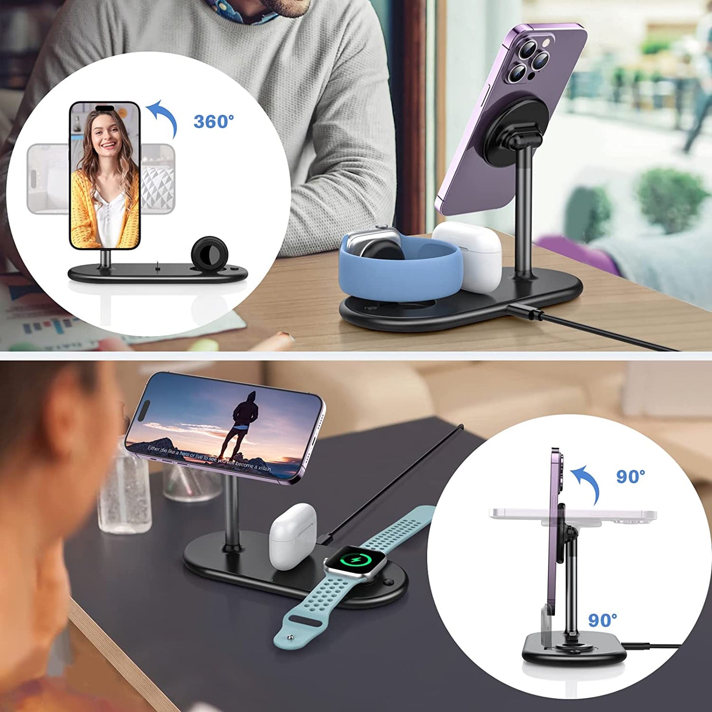 3-In-1 Wireless Charging Station for Apple Devices - Fast Wireless Charger Stand Compatible with Magsafe Charger for Iphone 14/13/12 Series, Apple Watch Ultra 8/7/SE/6/5/4/3, Airpods 3/Pro/2/1 ShenZhen ChengGuo Electronics Co.,Ltd