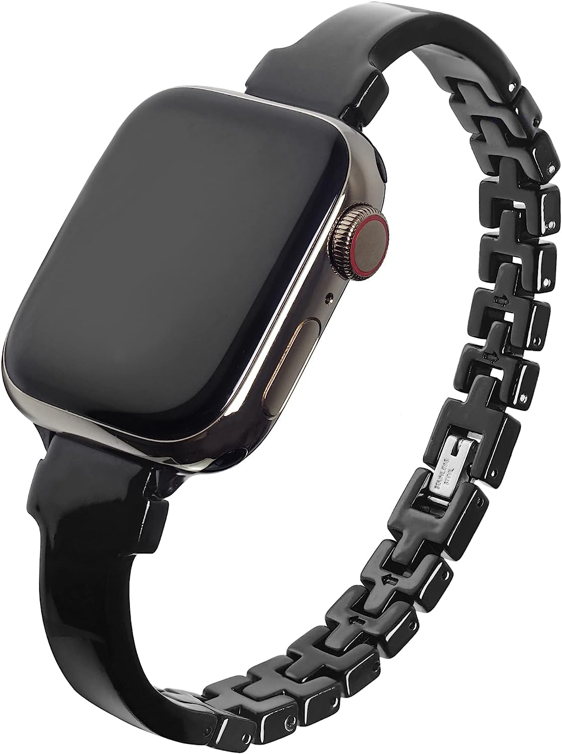 Slim Resin Band Compatible with Apple Watch Band 38/40/41/42/44/45/49Mm, Fashion Tortoise Shell Watch Bracelet Band for Iwatch Series Ultra/Se/8/7/6/5/4/3/2/1, Thin Light Watch Strap Wristband for Iwatch for Women Girls Unilily Classic Black 38/40/41 mm