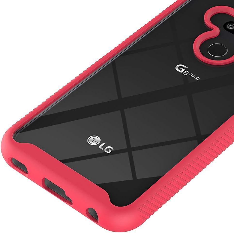 Phone Case for LG G8 Thinq Slim Hard Clear Cover Shockproof Soft TPU Bumper Hybrid Rugged Heavy Duty Protective Cell Accessories LGG8 Thin Q G 8 LG8 G8Thinq Lgg8Thinq 8G Cases Girl Boy Women Men Red Asuwish