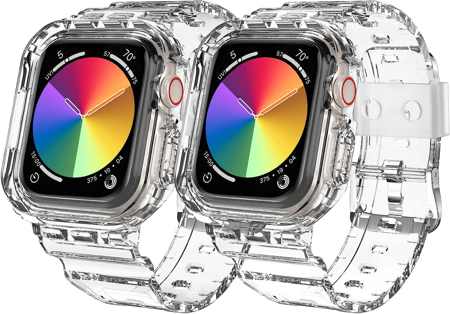 DABAOZA Compatible for Clear Apple Watch Band 45Mm 44Mm 42Mm 41Mm 40Mm 38Mm Ultra, Men Women Watch Band with Case Sport Jelly Transparent Strap for Iwatch Series 8 7 6 5 4 3 2 1 SE DABAOZA Clear+Clear 38mm/40mm/41mm