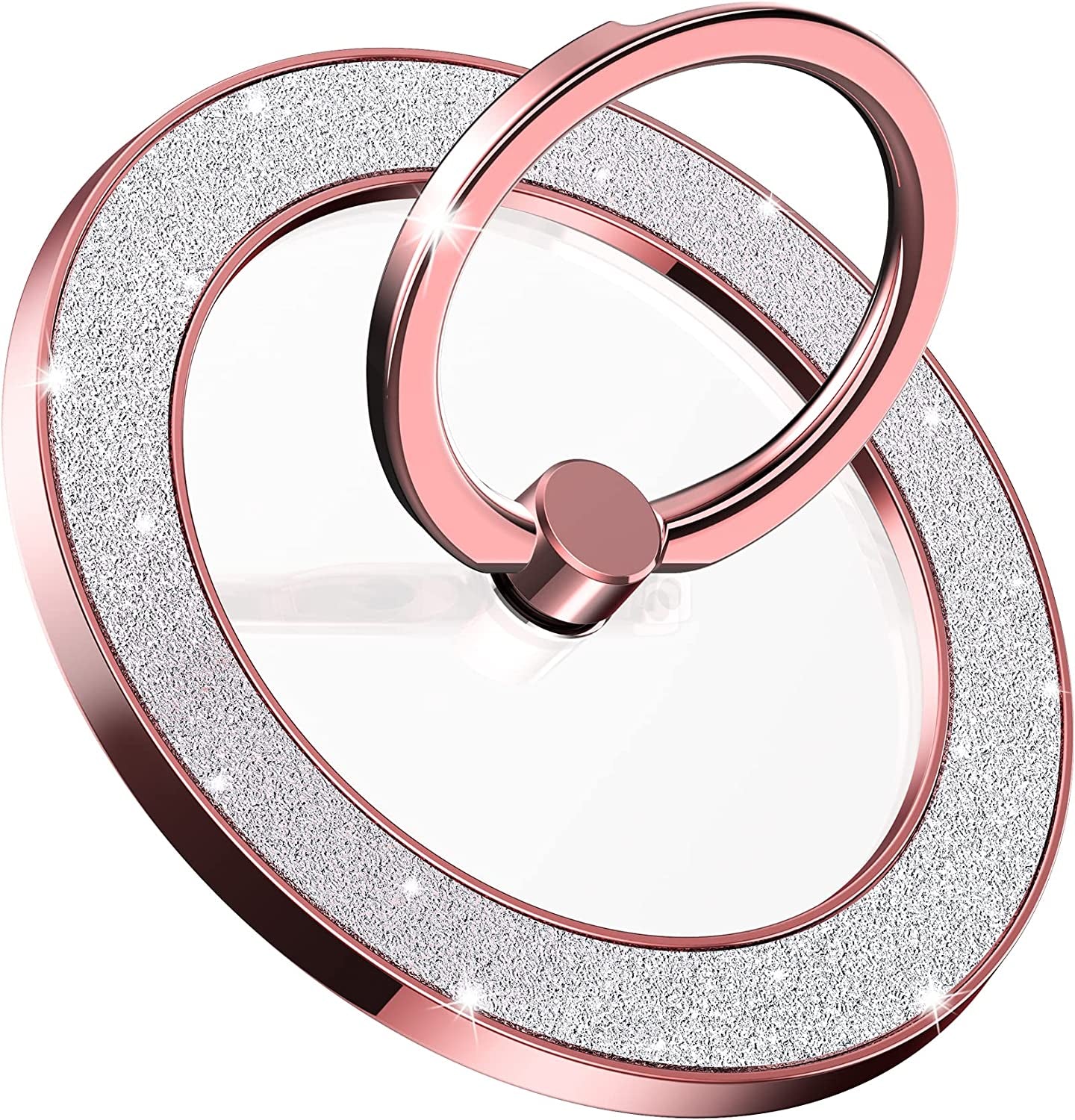 Magnetic Phone Ring Holder for Magsafe - Pikabo Magnetic Phone Grip, Phone Stand, Phone Finger Ring for Iphone Magsafe, Compatible with Wireless Charging. (Glitter Gold) Pikabo Glitter Rose Gold