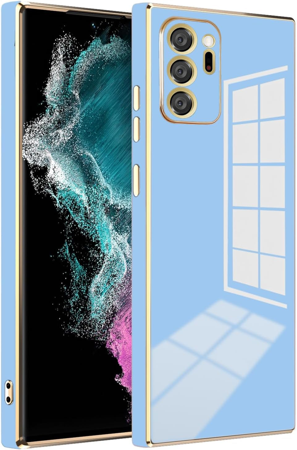 AWZHYDT Galaxy Note 20 Ultra Case, Designed for Electroplated Samsung Galaxy Note 20 Ultra 5G Phone Case, Case Soft TPU Protective Shockproof Flexible Samsung Galaxy Note 20 Ultra Case 6.9 Inch,Red AWZHYDT Grayish Blue