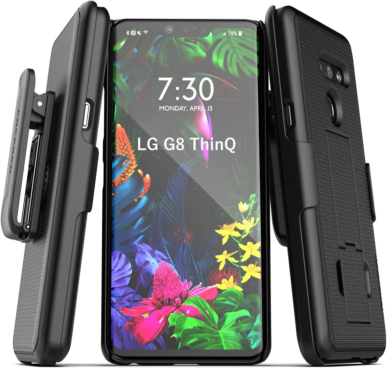 Encased Belt Clip Case Compatible with LG G8 Thinq (2019 Duraclip) Slim Grip Cover W/Holster (Black) Encased