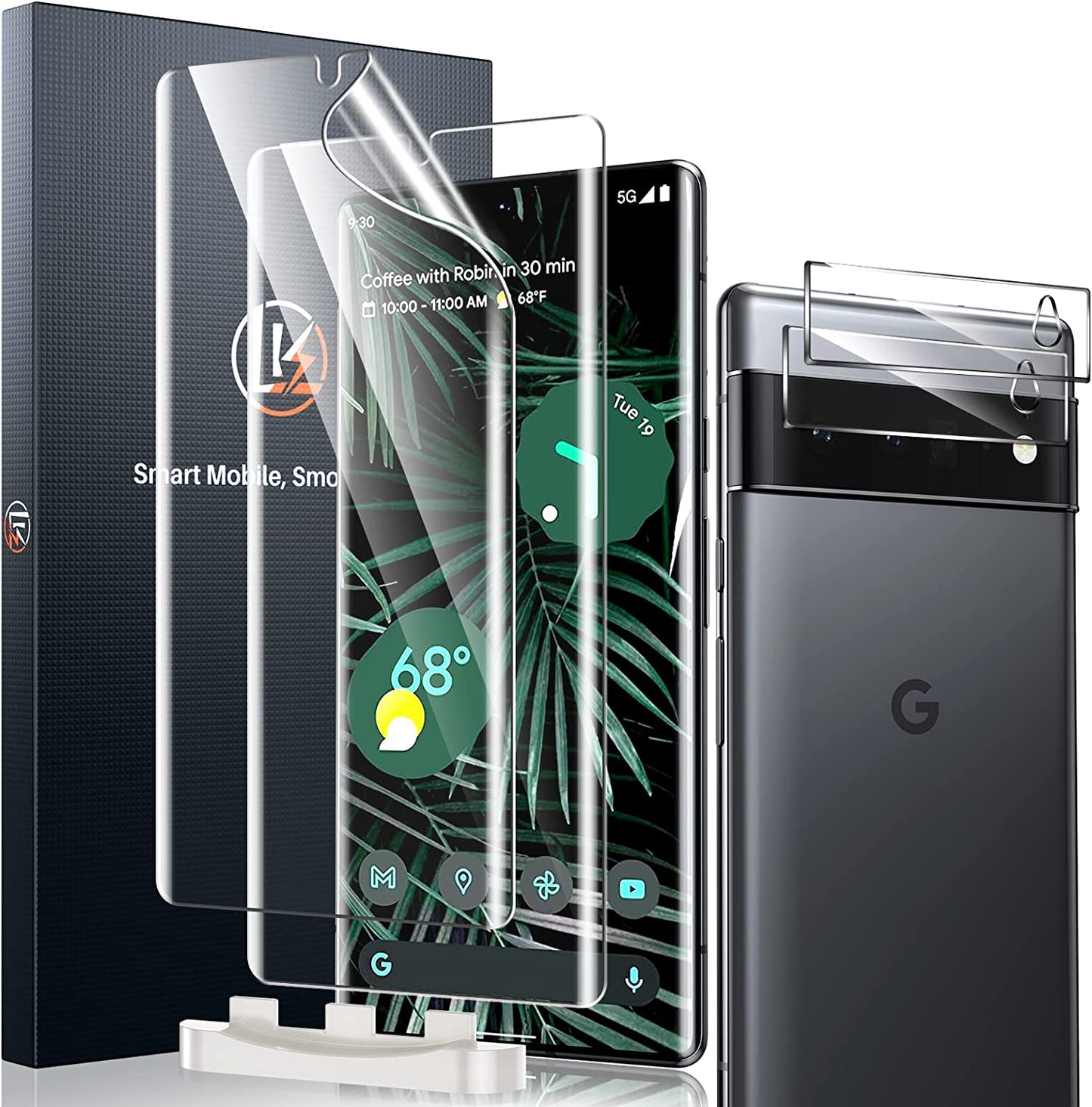 6 Pack LK 3 Pack Screen Protector + 3 Pack Camera Lens Protector for Google Pixel 5, Tempered Glass, Easy Frame Installation, HD Ultra-Thin LK Transparent 6.7-Inch For Pixel 6 Pro (Tpu)