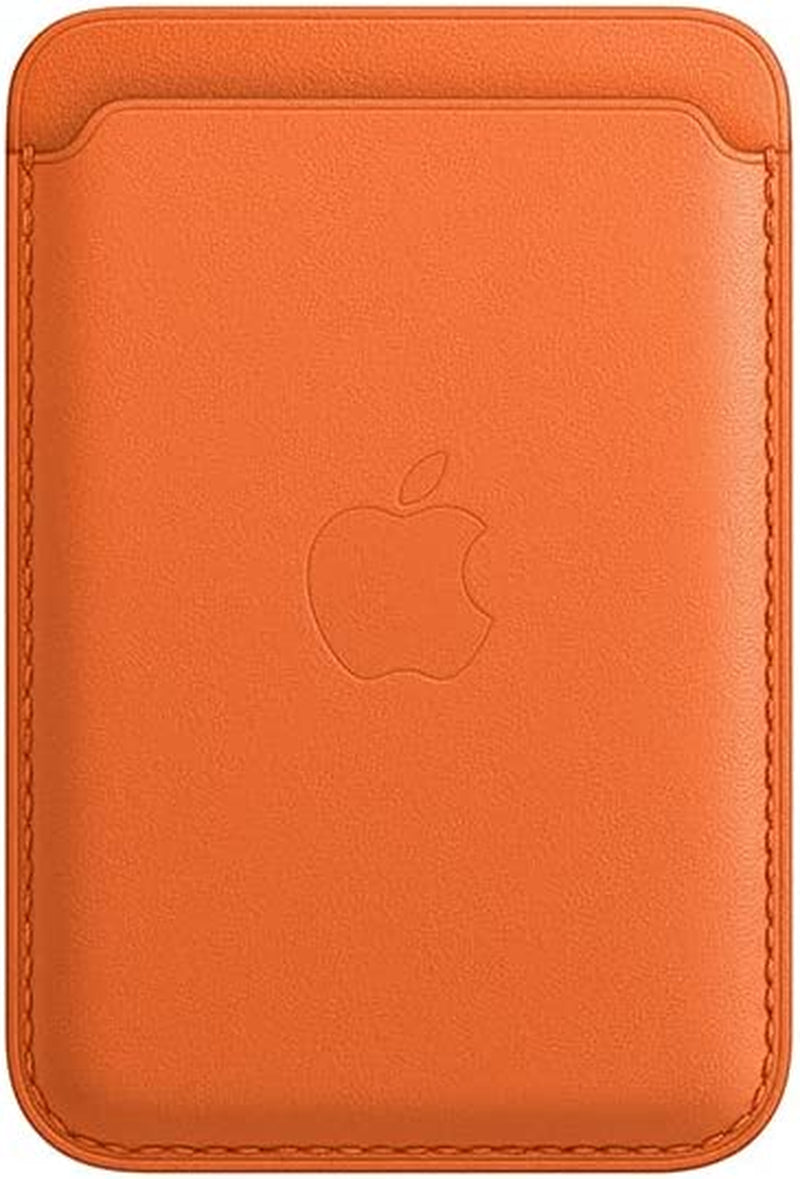 Apple Leather Wallet with Magsafe (For Iphone) - Now with Find My Support - Midnight Apple Orange