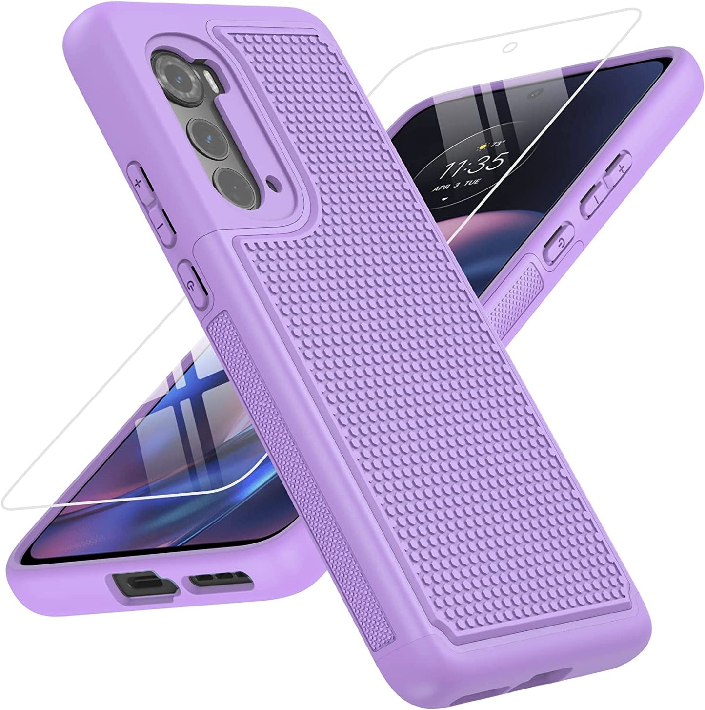 JXVM for Motorola Moto Edge 2022 Case: Moto Edge 5G UW 2022 Dual Layer Case | Shockproof Protective Cell Phone Cover with Hybrid Sturdy Textured Shell - Drop Proof Protection - 6.6 Inches (Blue) JXVM Girly Purple
