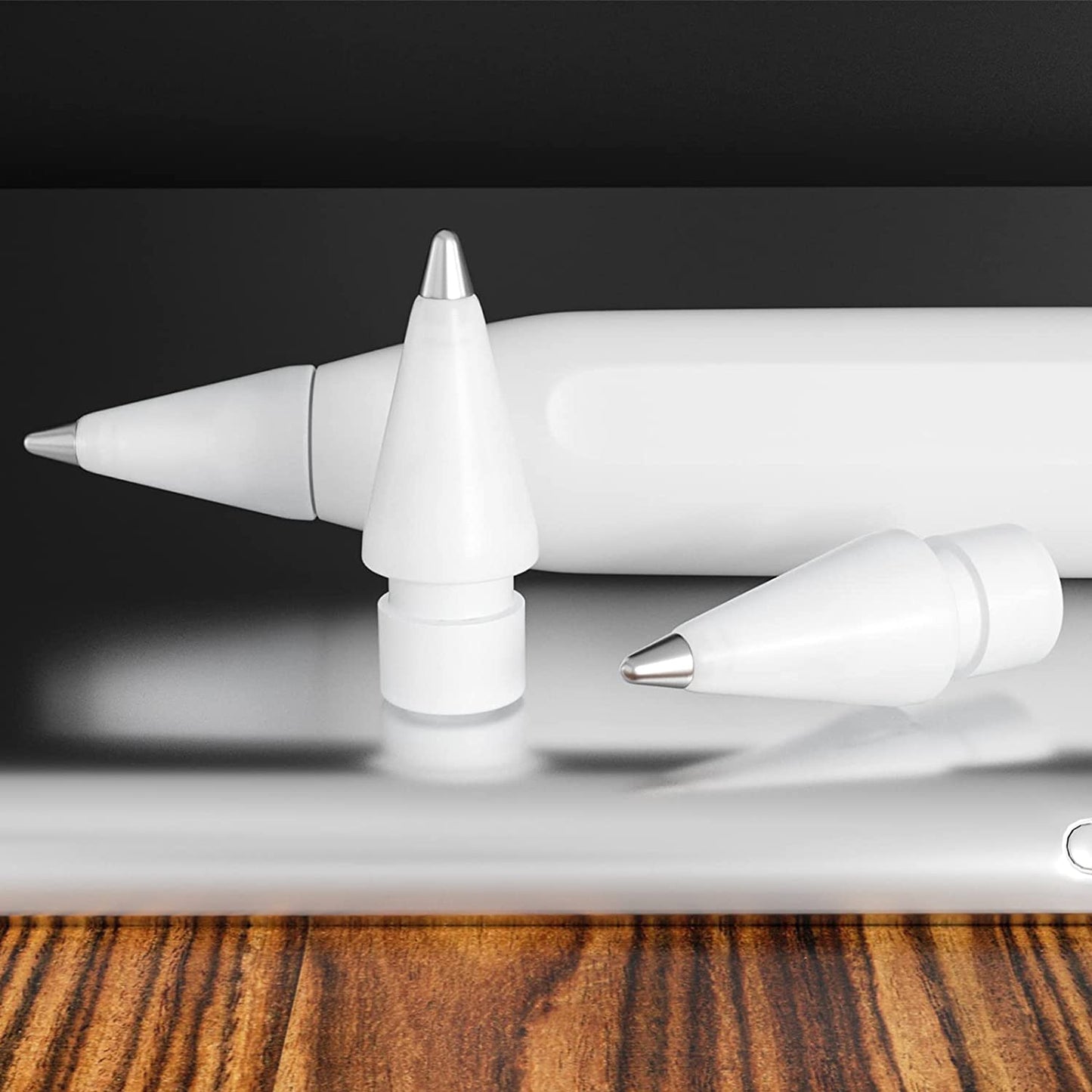 Realistic Pen like Fine Point Pencil Tips Compatible with Apple Pencil 2Nd 1St Generation,2 Pack Fine Tips Paperfeel Ipad Pro Pen 1St 2 Gen Replacement Nibs Fits for Artists,Note-Takers ,White REEYEAR