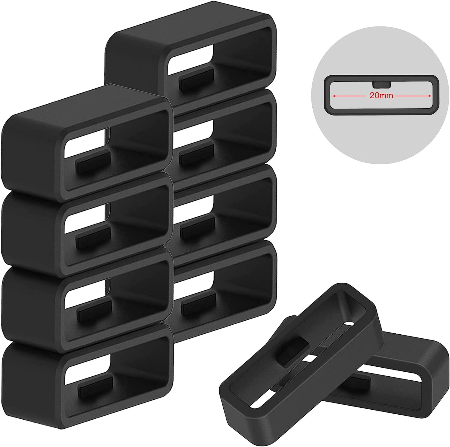 20Mm Security Loop Replacement Silicone Watch Band Clasp Clip Keeper Ring Loop Compatible with Garmin Vivoactive 3/ Forerunner 645 245/ Venu Sq/Vivomove/Fenix 6S/ Fenix 5S Band Keeper Holder Hahace