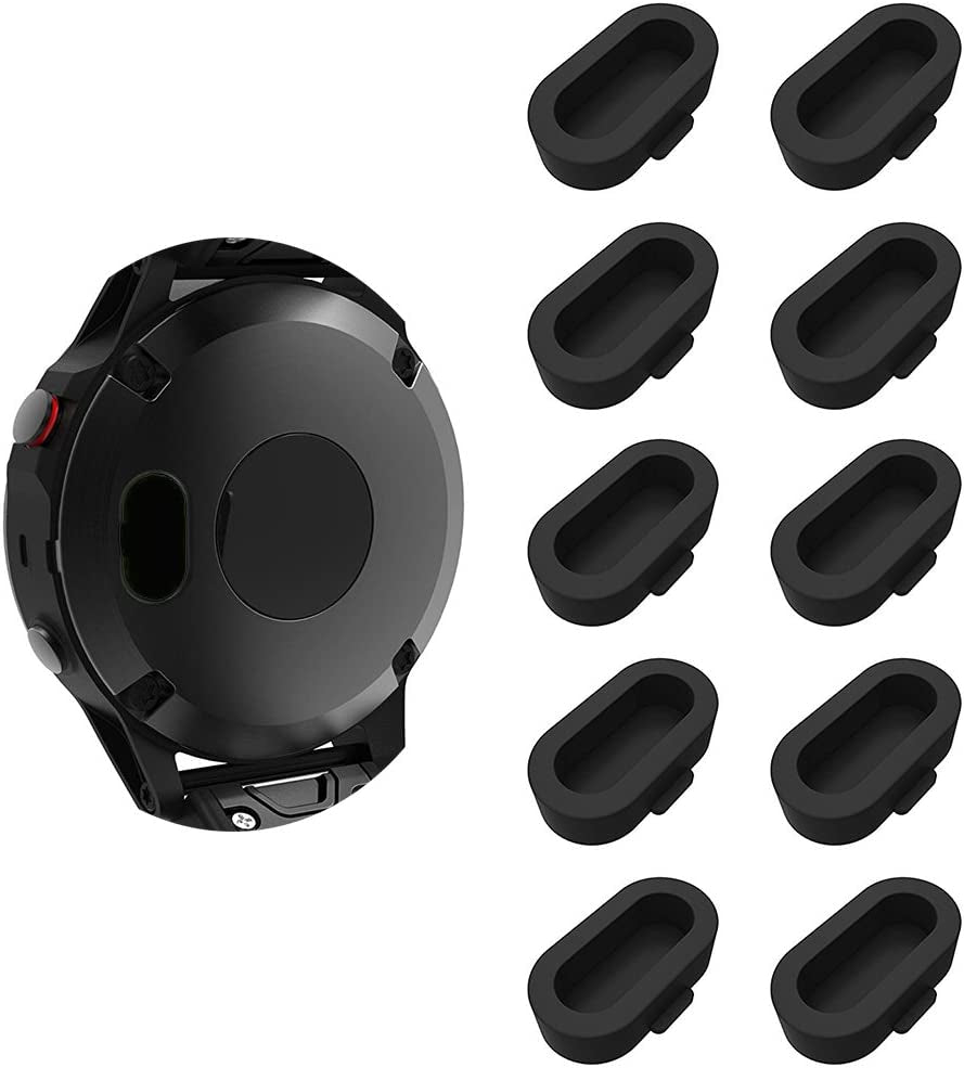 LDFAS Fenix 7/7S/7X 5/5S/5X Plus/6S 6 6X Charger Port Protector, Silicone Dust Plug Anti-Dust Plugs Compatible for Garmin Venu 2/Vivoactive 3/4/Instinct 2/Forerunner 935/45S/245/945, Black LDFAS