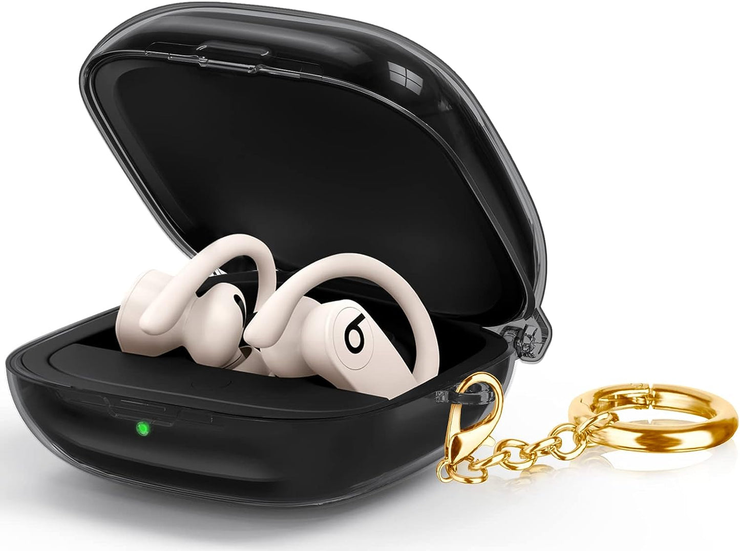 Powerbeats Pro Case, AIRSPO Clear Powerbeats Pro Case Cover for Powerbeats Pro Wireless Earbuds Case Full Body Protective Cover Skin with Keychain for Men Women (Clear) AIRSPO Clear Gray