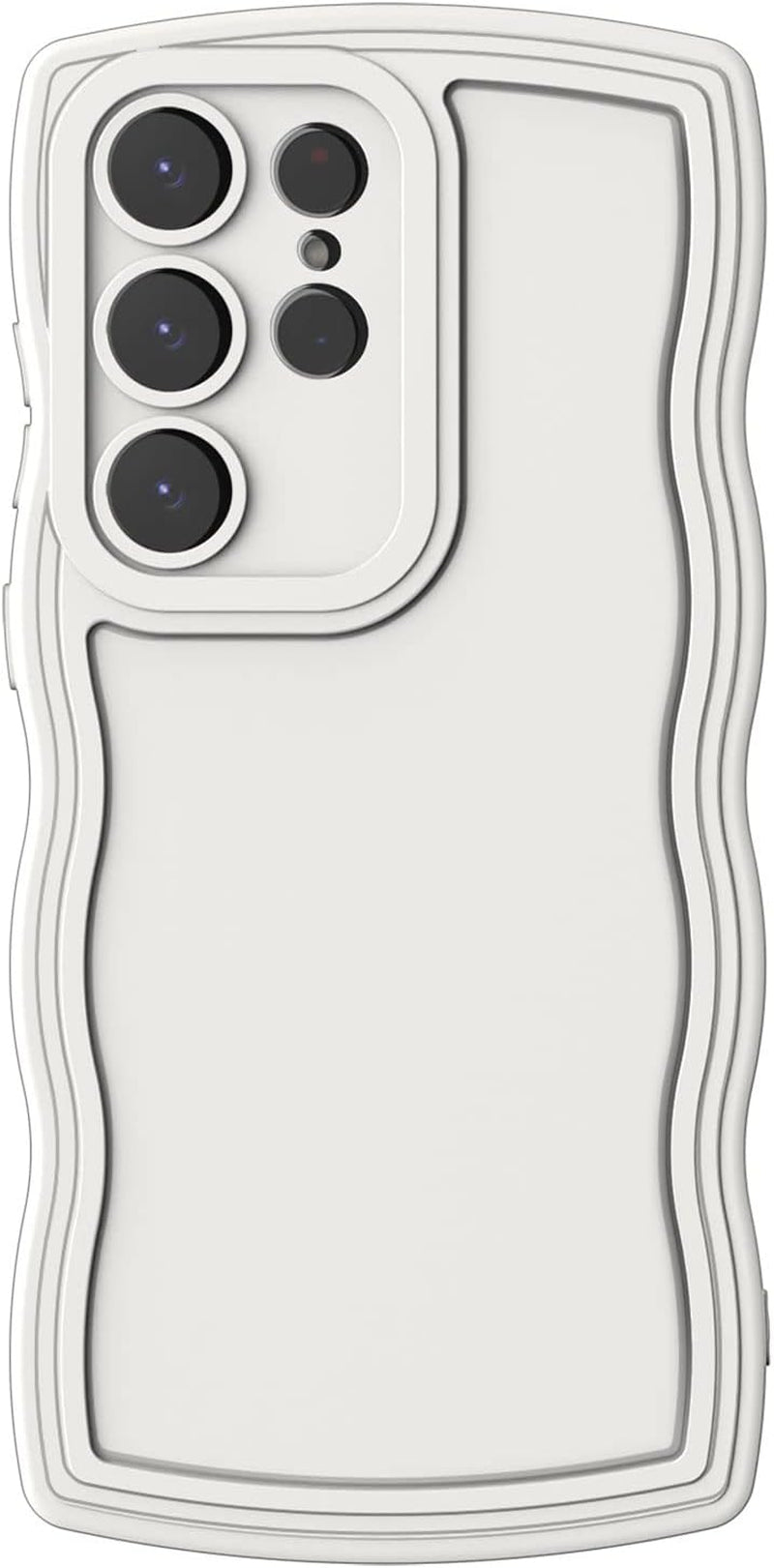 Aicase Cute Solid Color Curly Wave Frame Soft Compatible with Samsung Galaxy Phone Case (Blue, Galaxy S22 Ultra) AICase Beige Galaxy S22 Plus