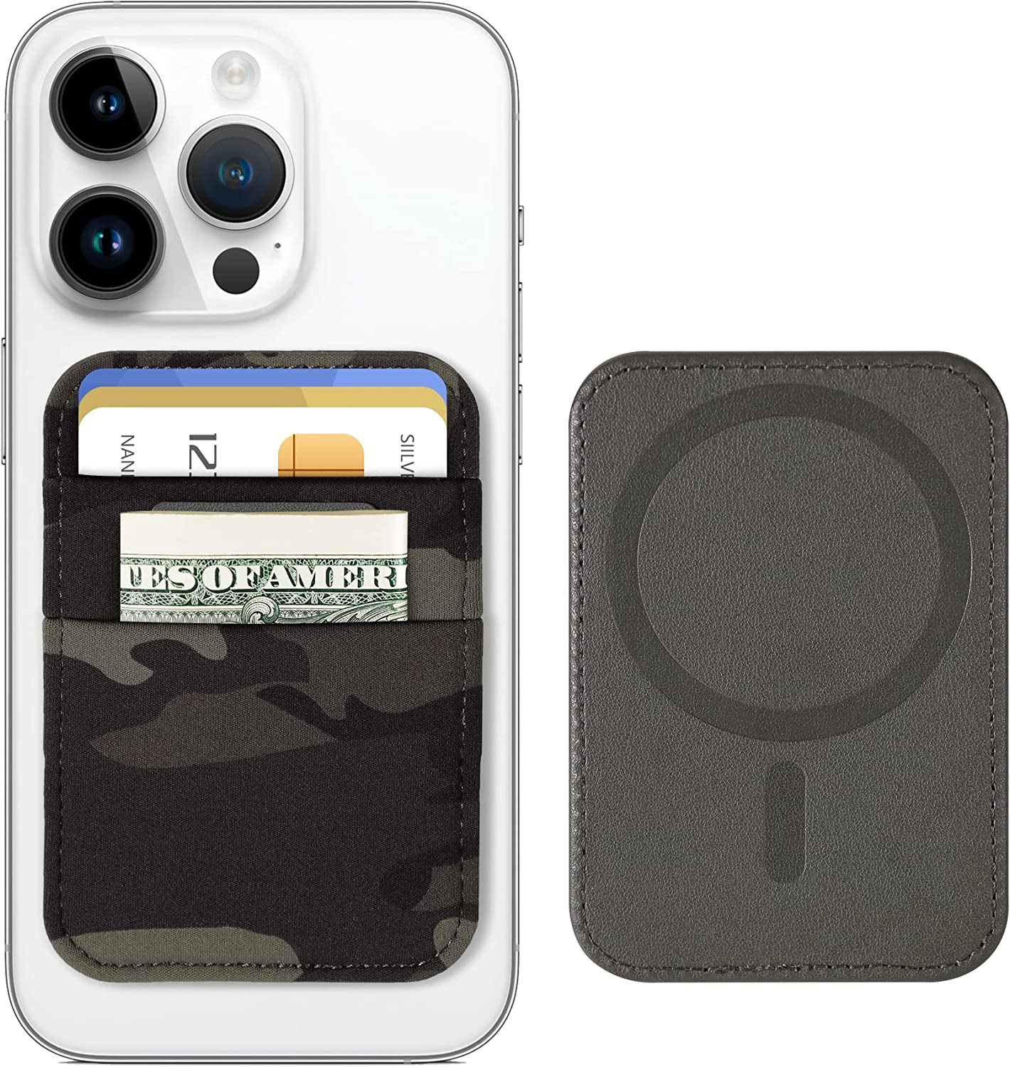 Magnetic Card Wallet Holder for Apple Magsafe, Magsafe Wallet for Iphone 14 Iphone 13 Iphone 12 Magsafe Leather Wallet, Magnetic Card Holder for Back of Iphone 14/13/ 12 Series, Fit 7 Cards, Blue ExtreLife Army Green